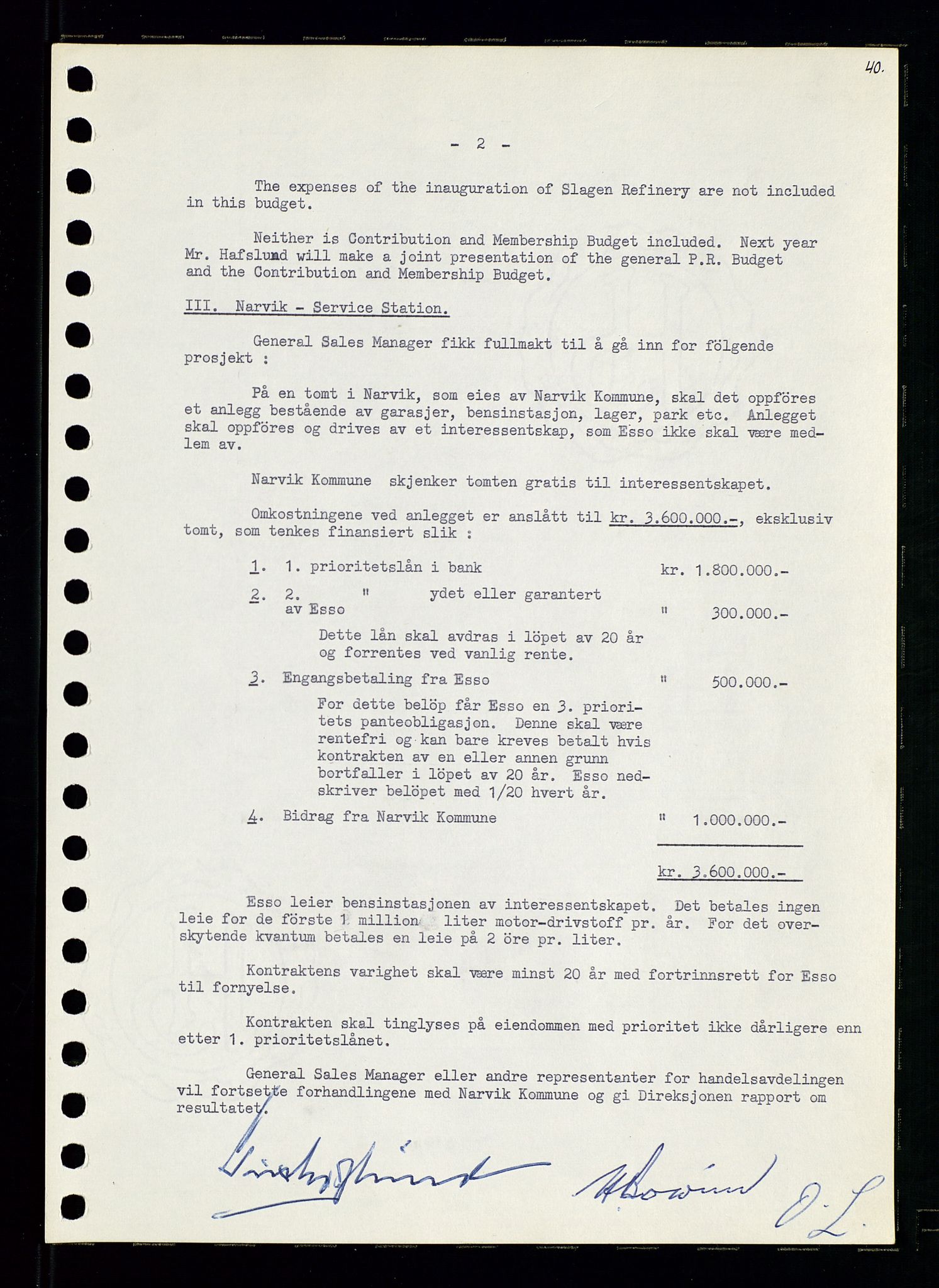 Pa 0982 - Esso Norge A/S, AV/SAST-A-100448/A/Aa/L0001/0002: Den administrerende direksjon Board minutes (styrereferater) / Den administrerende direksjon Board minutes (styrereferater), 1960-1961, p. 87