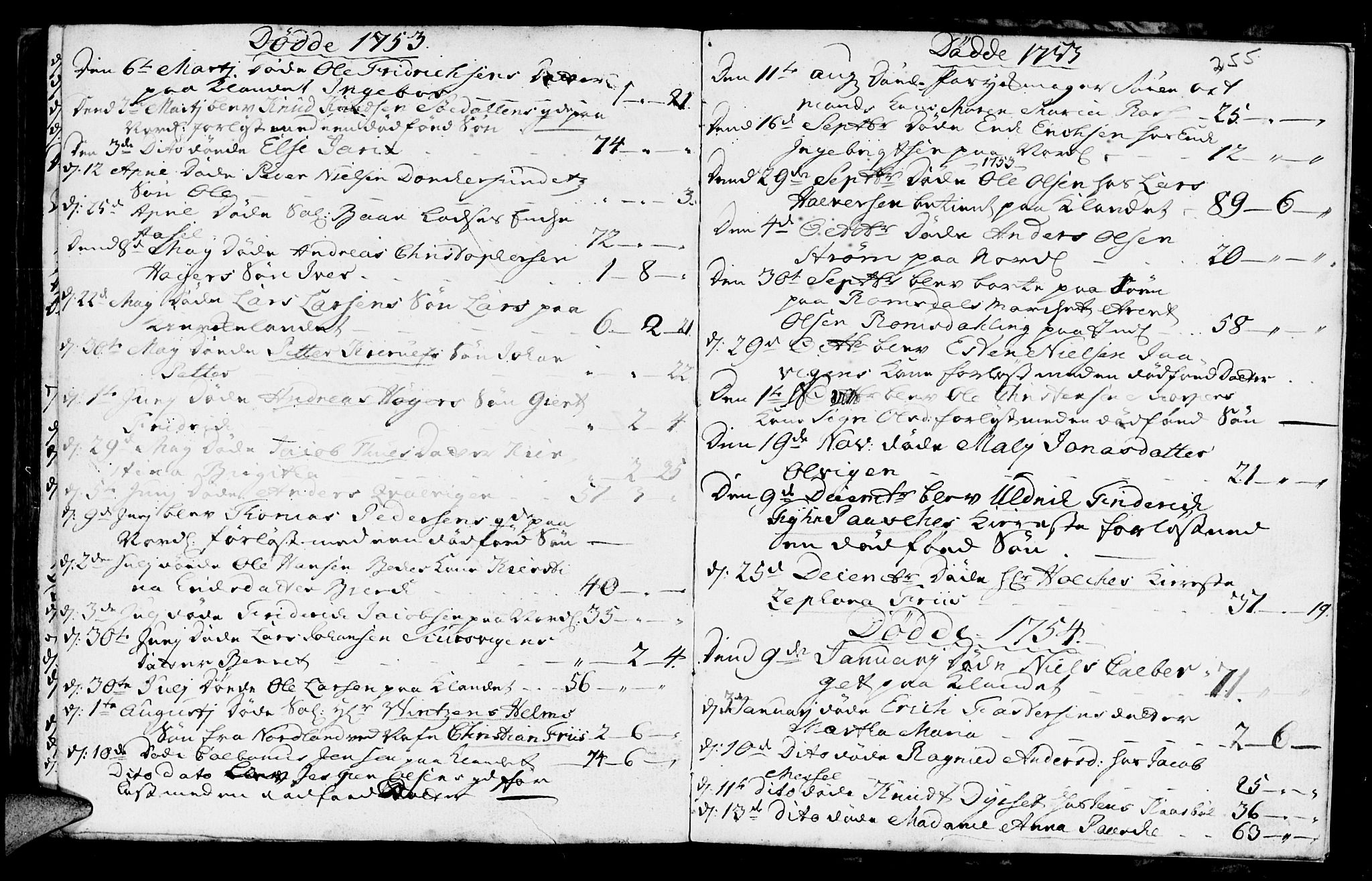 Ministerialprotokoller, klokkerbøker og fødselsregistre - Møre og Romsdal, AV/SAT-A-1454/572/L0839: Parish register (official) no. 572A02, 1739-1754, p. 254-255