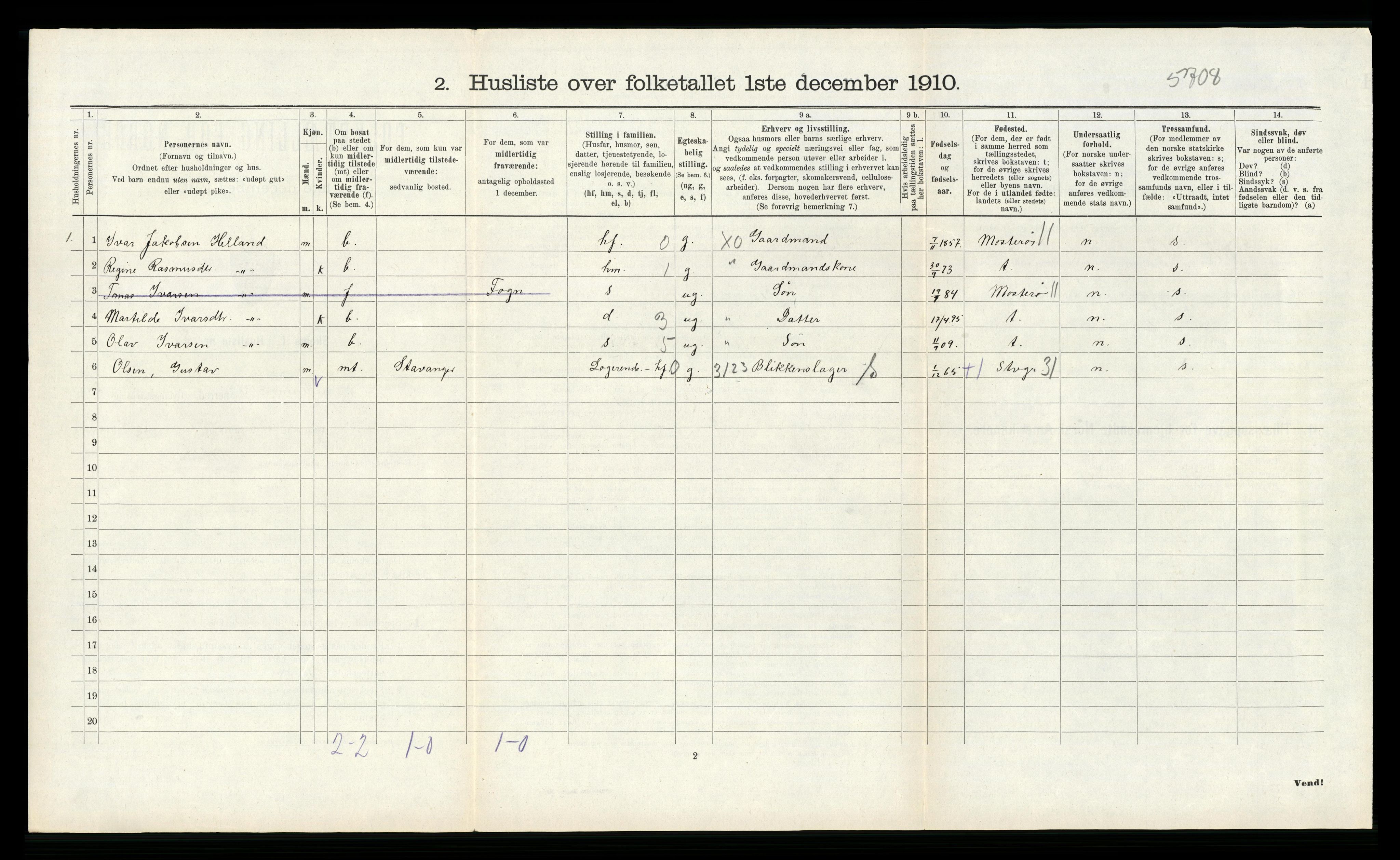 RA, 1910 census for Rennesøy, 1910, p. 130