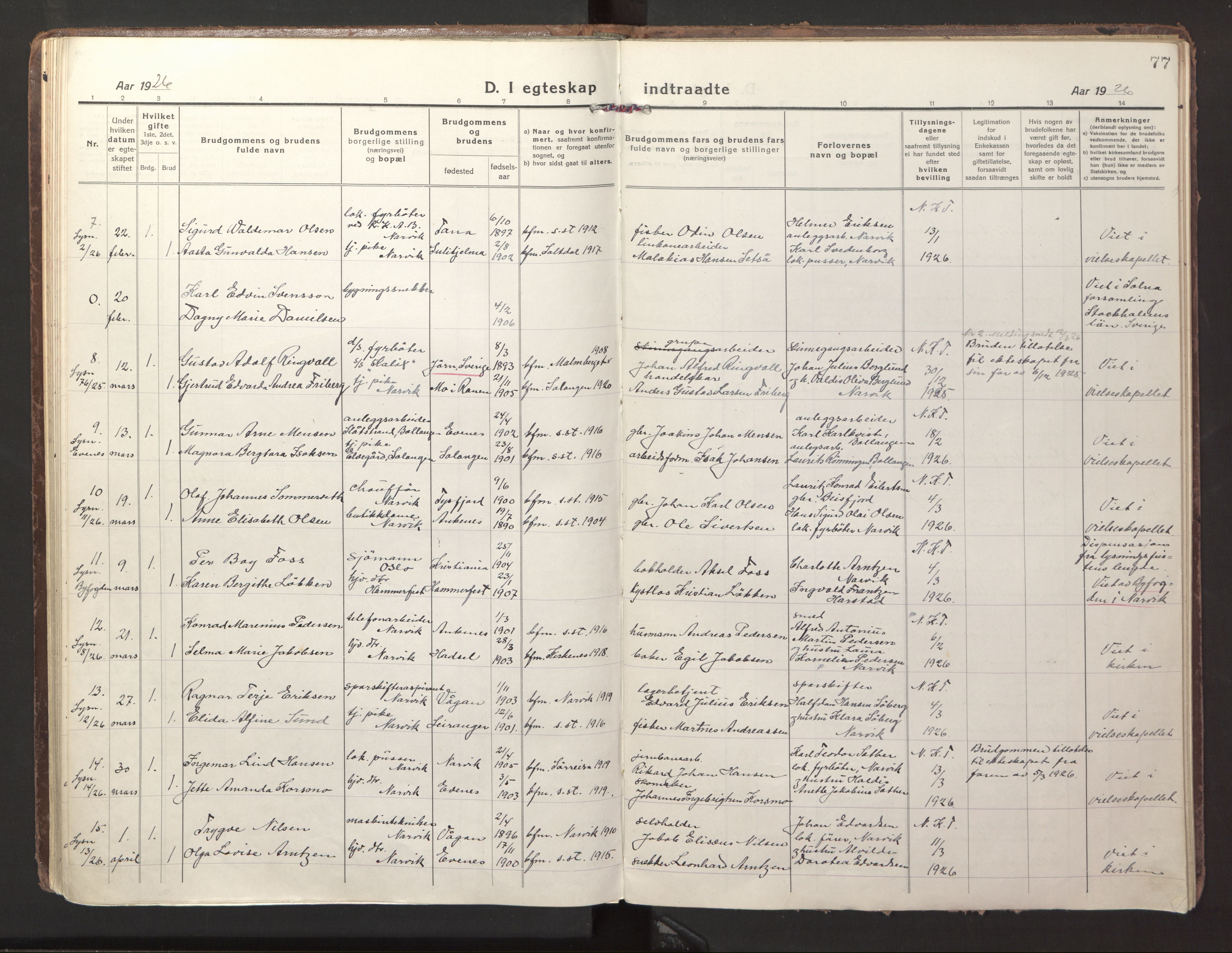 Ministerialprotokoller, klokkerbøker og fødselsregistre - Nordland, SAT/A-1459/871/L1002: Parish register (official) no. 871A18, 1917-1926, p. 77