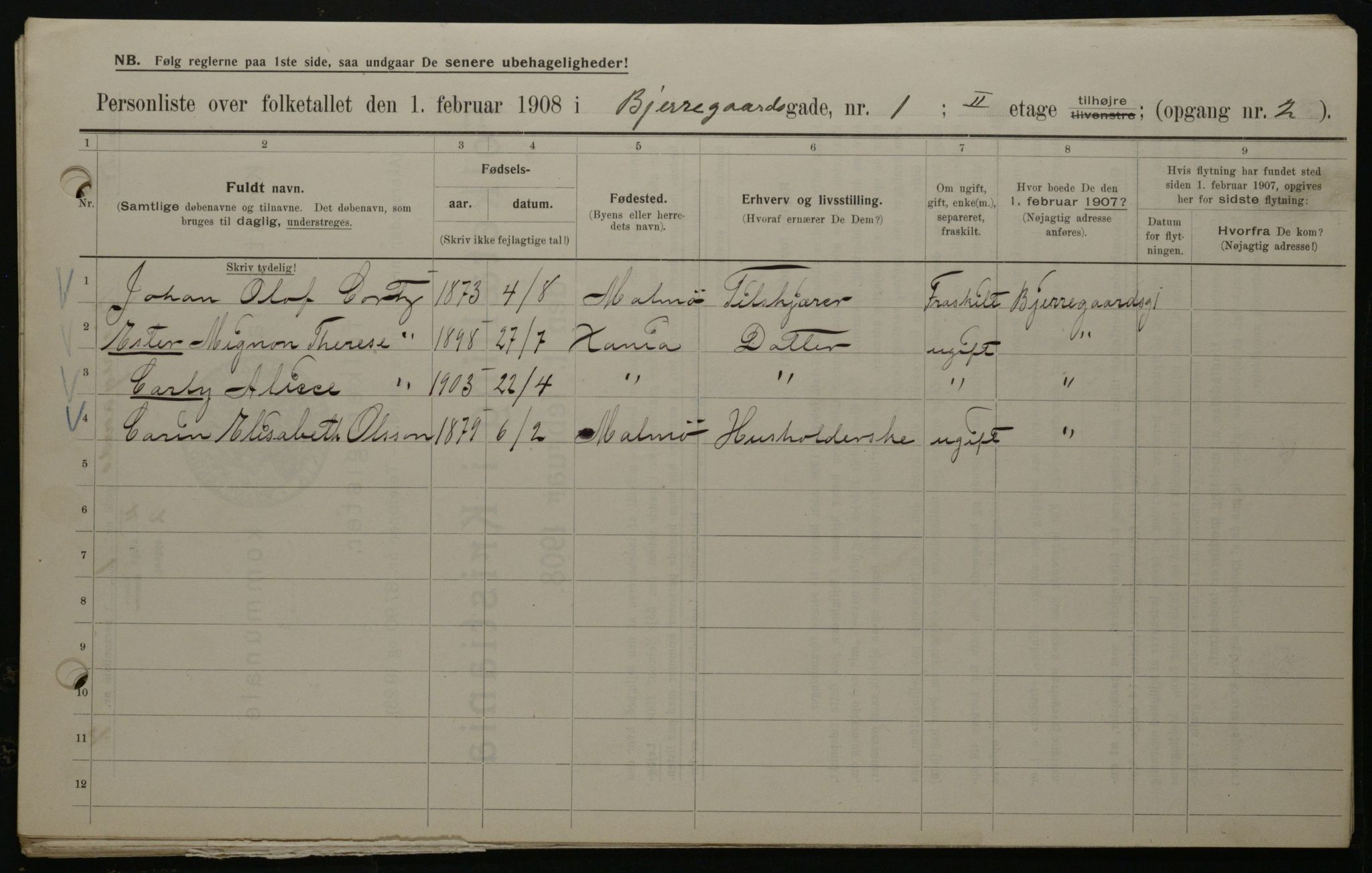 OBA, Municipal Census 1908 for Kristiania, 1908, p. 5390