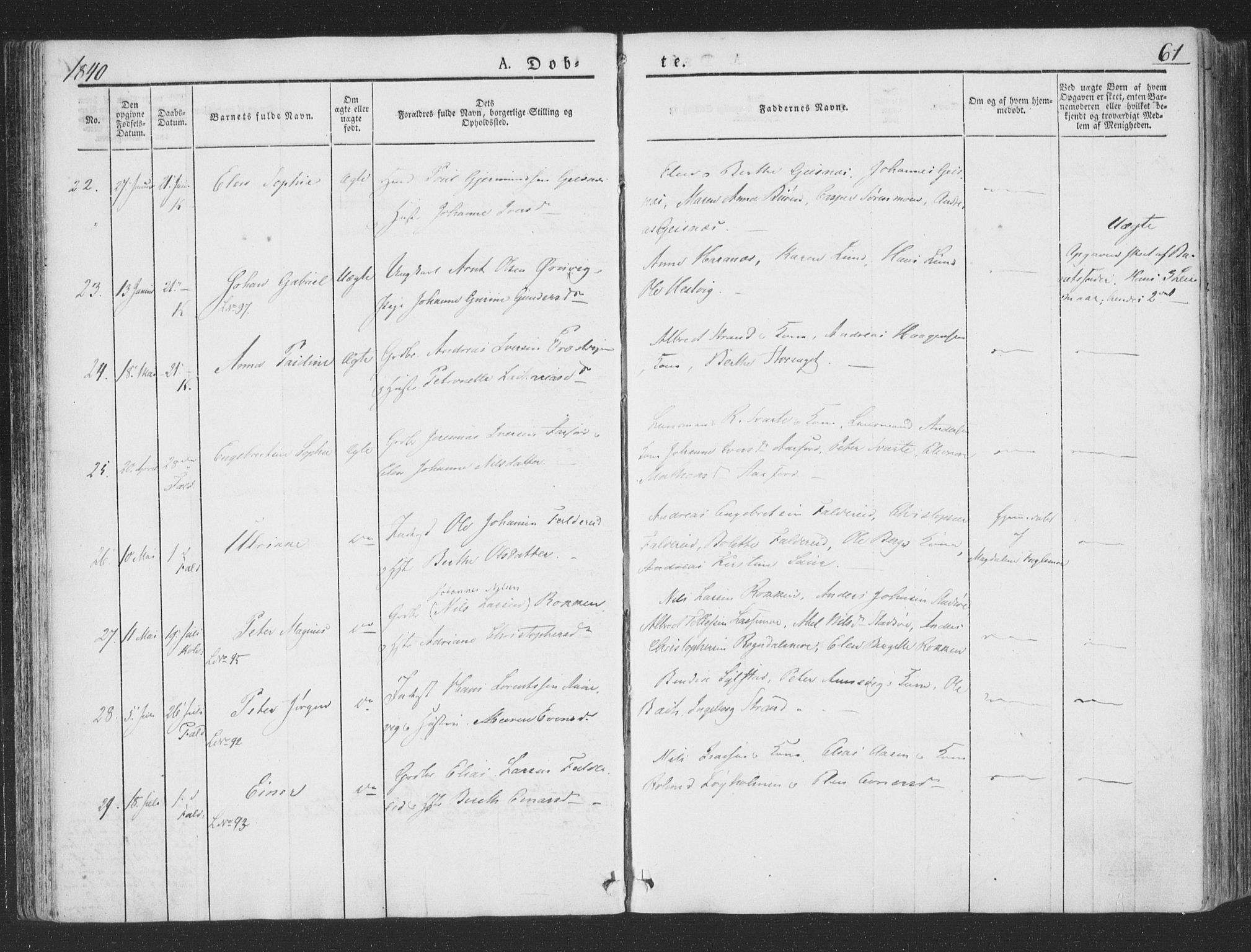 Ministerialprotokoller, klokkerbøker og fødselsregistre - Nord-Trøndelag, AV/SAT-A-1458/780/L0639: Parish register (official) no. 780A04, 1830-1844, p. 61