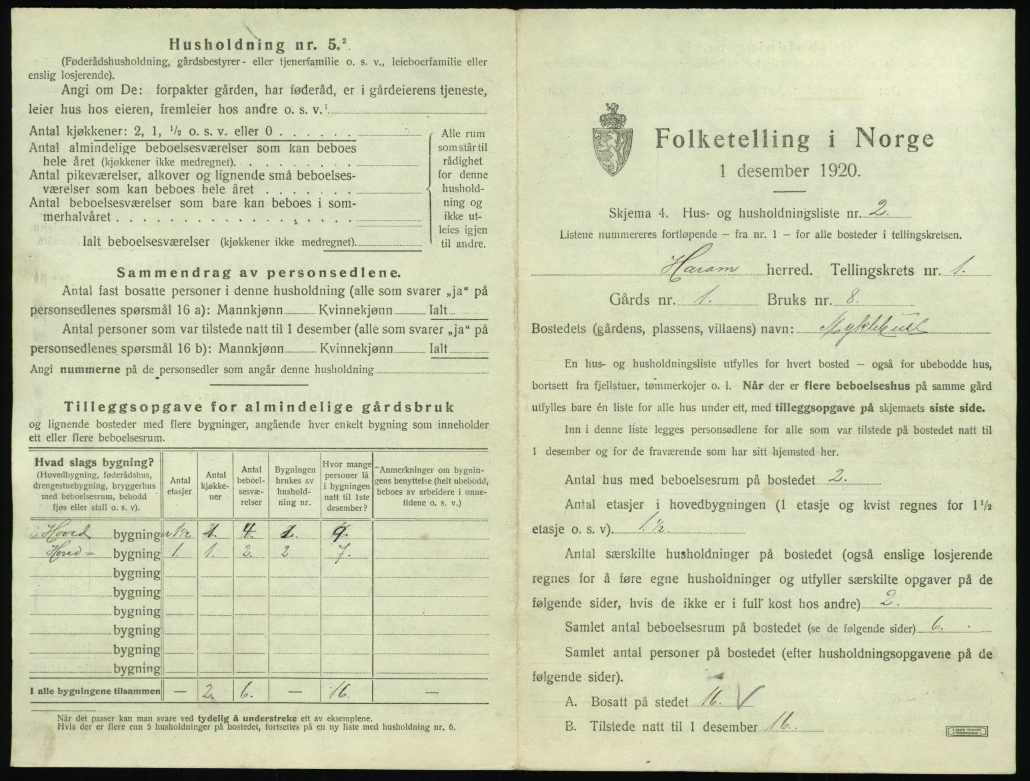 SAT, 1920 census for Haram, 1920, p. 51