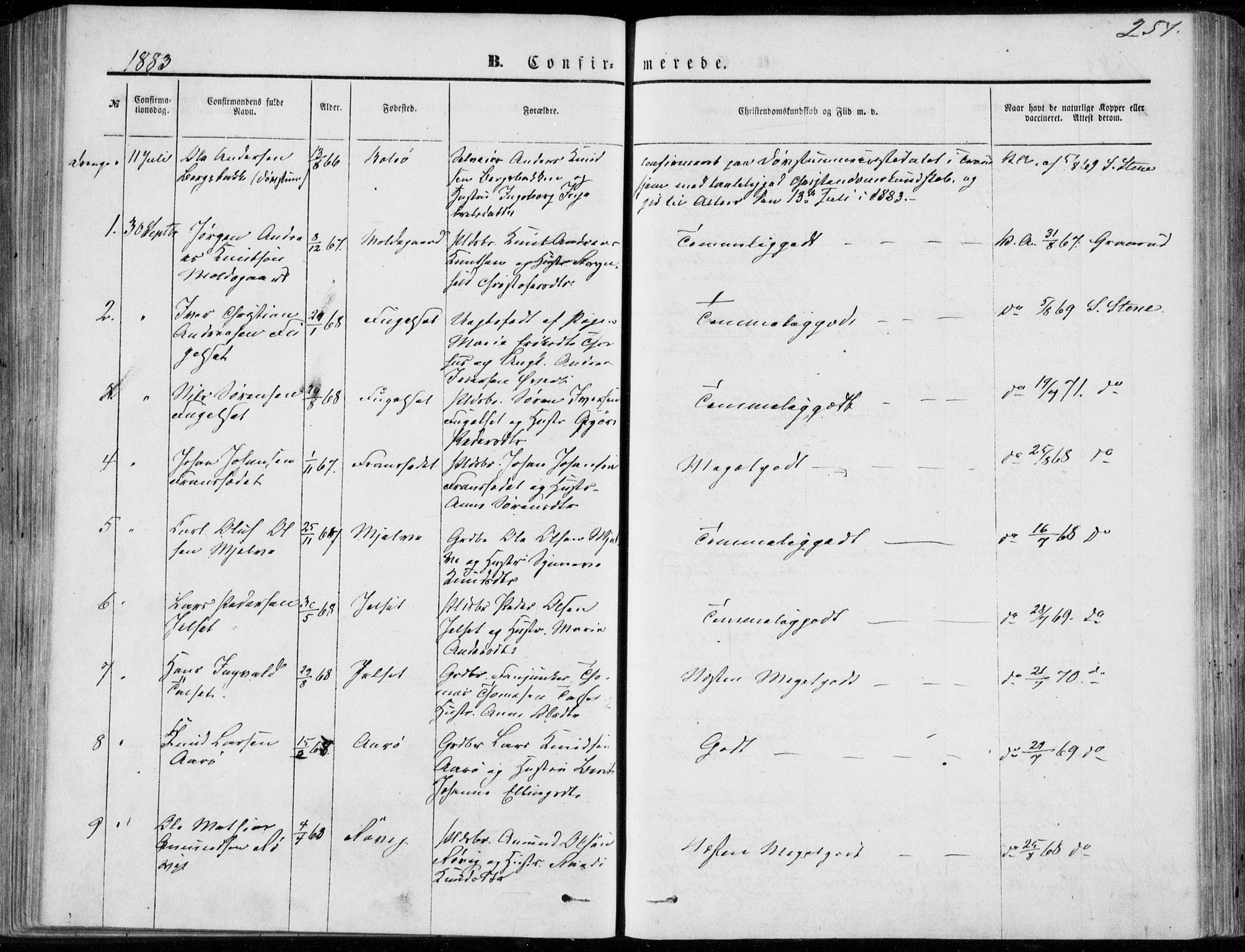 Ministerialprotokoller, klokkerbøker og fødselsregistre - Møre og Romsdal, SAT/A-1454/555/L0655: Parish register (official) no. 555A05, 1869-1886, p. 254
