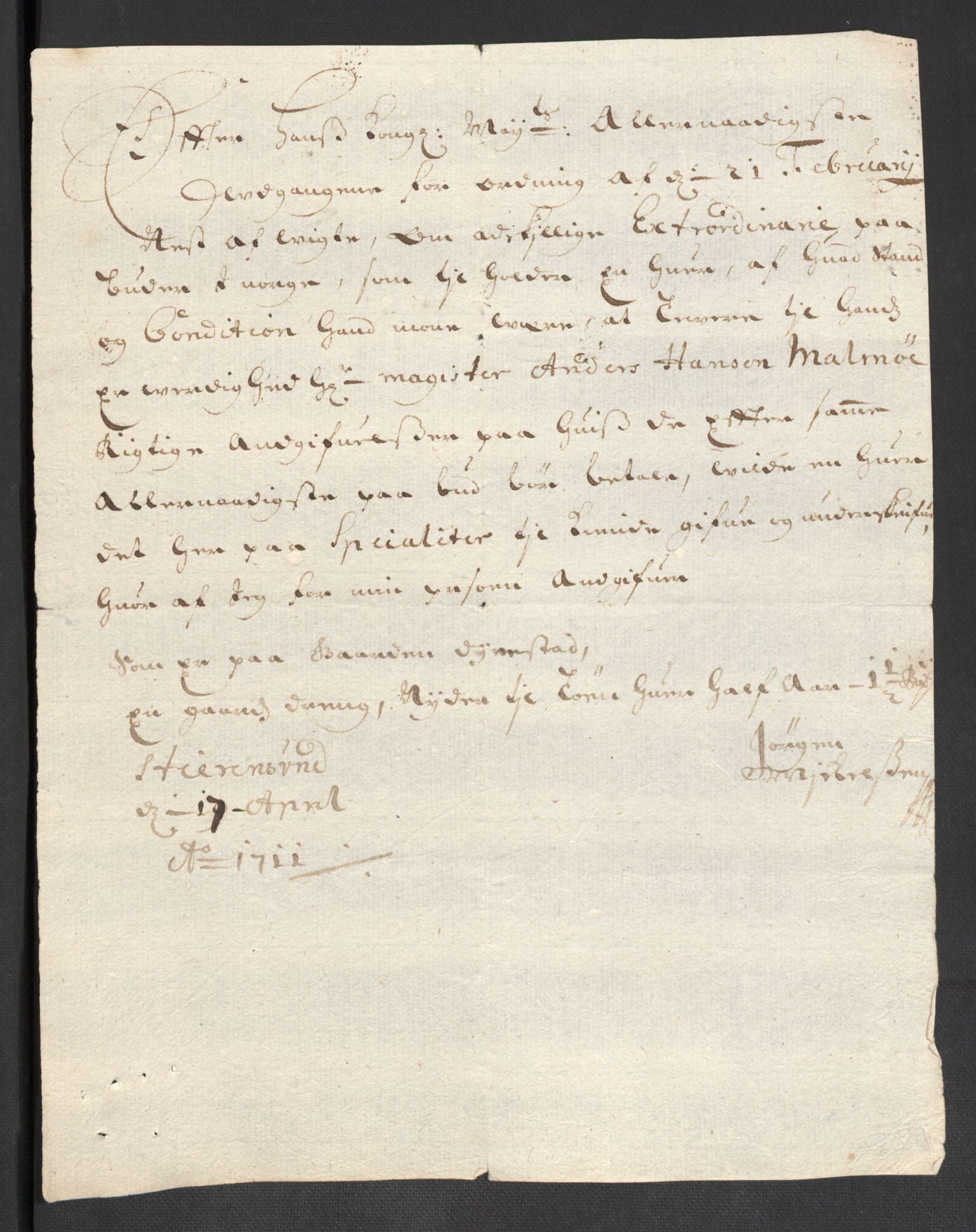 Rentekammeret inntil 1814, Reviderte regnskaper, Fogderegnskap, AV/RA-EA-4092/R43/L2554: Fogderegnskap Lista og Mandal, 1711, p. 470