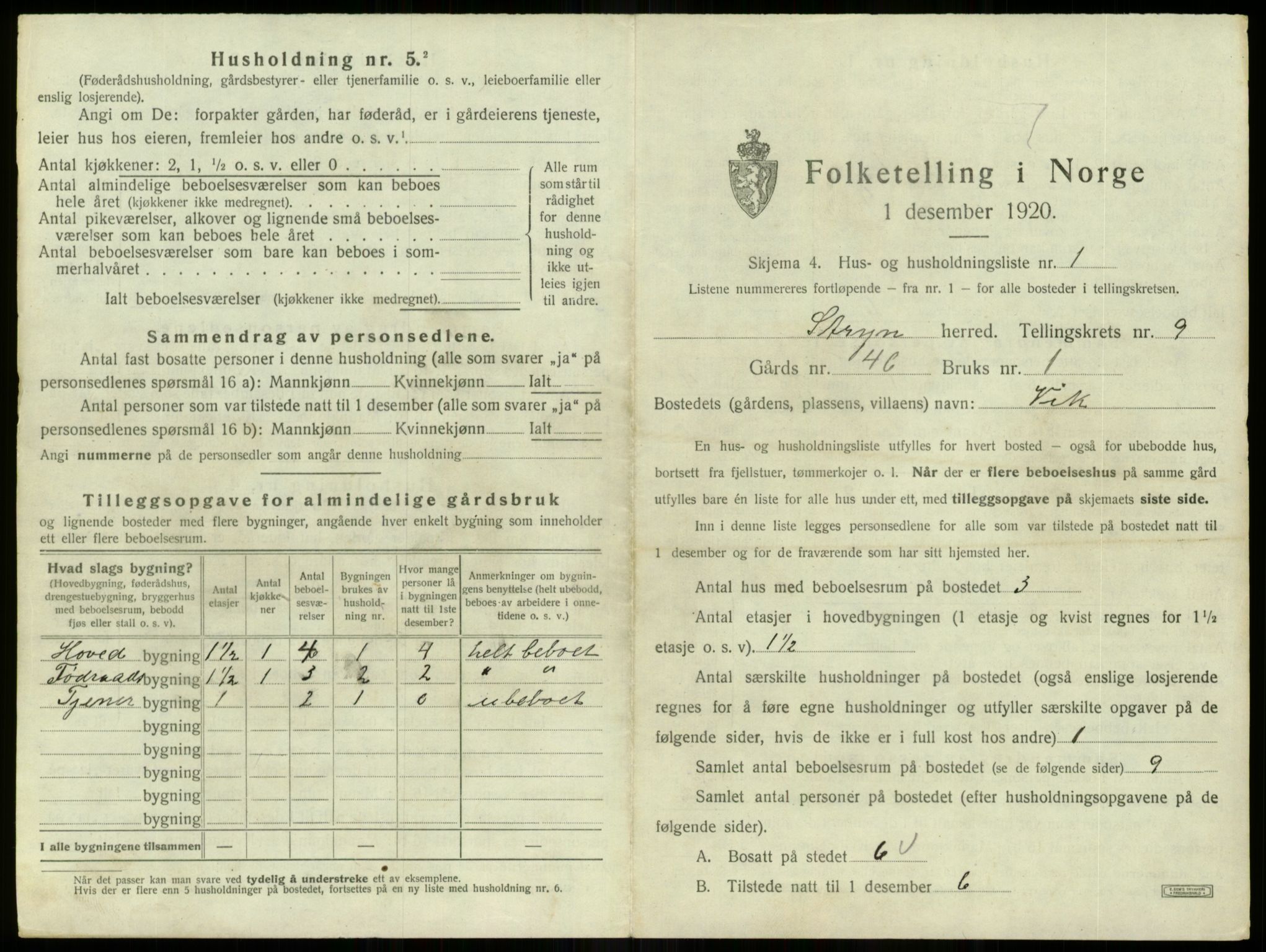 SAB, 1920 census for Stryn, 1920, p. 553