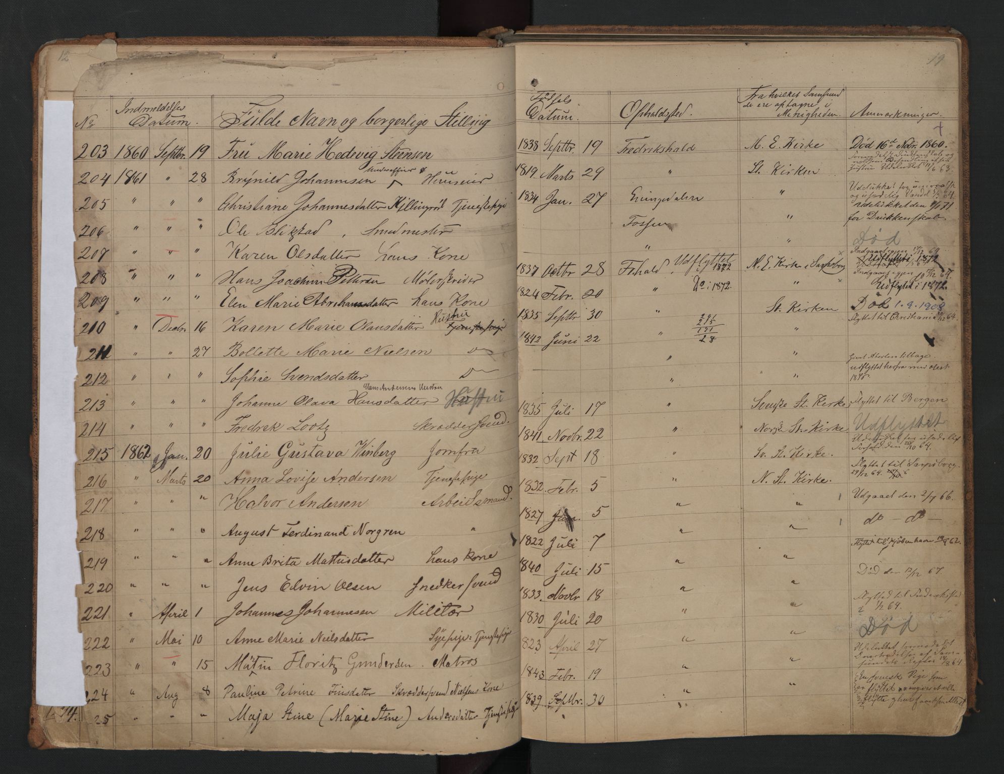 Halden metodistkirke - menighetsprotokoller, SAO/PAO-0266/F/L0001: Dissenter register no. 1, 1845-1874, p. 18-19