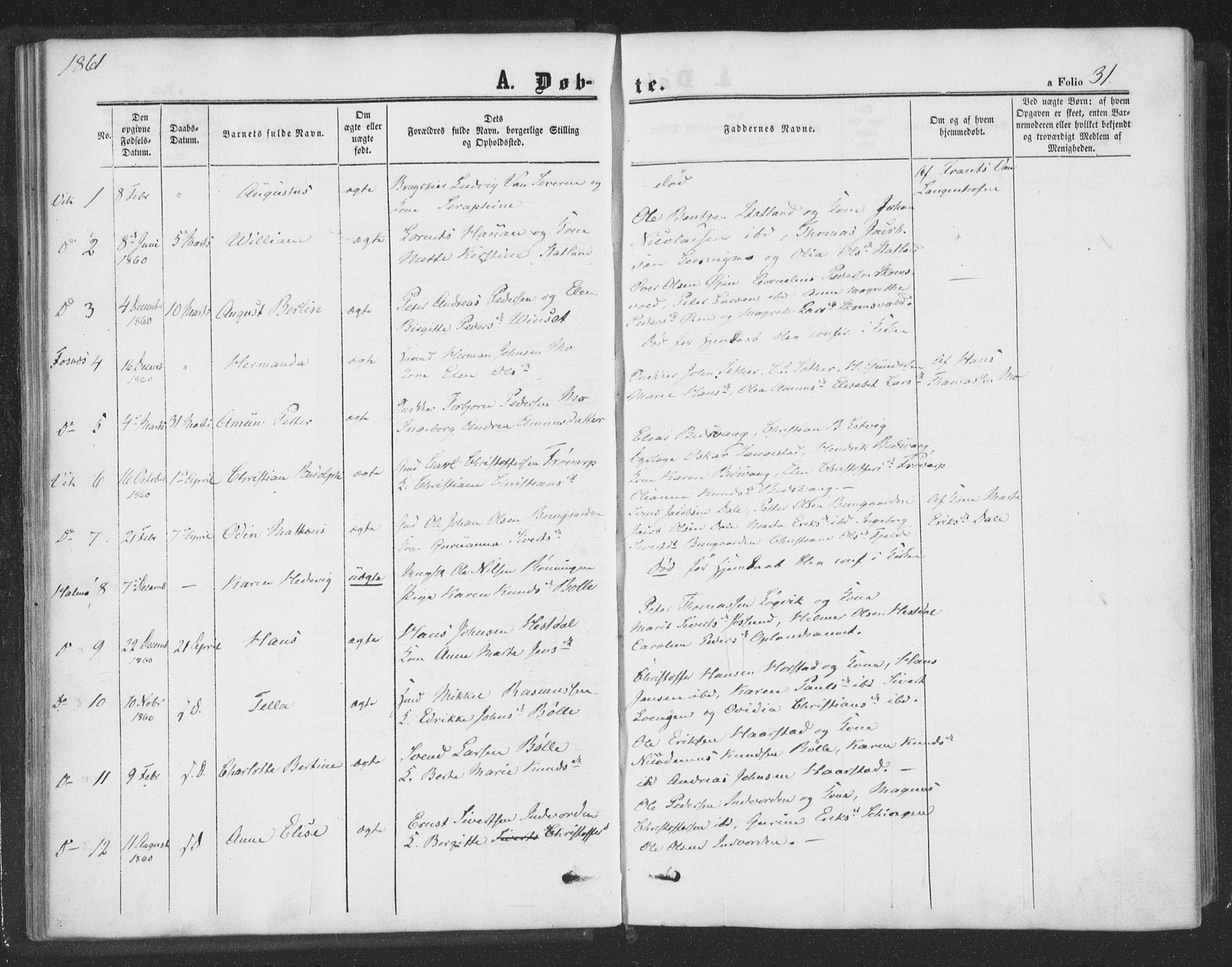 Ministerialprotokoller, klokkerbøker og fødselsregistre - Nord-Trøndelag, SAT/A-1458/773/L0615: Parish register (official) no. 773A06, 1857-1870, p. 31