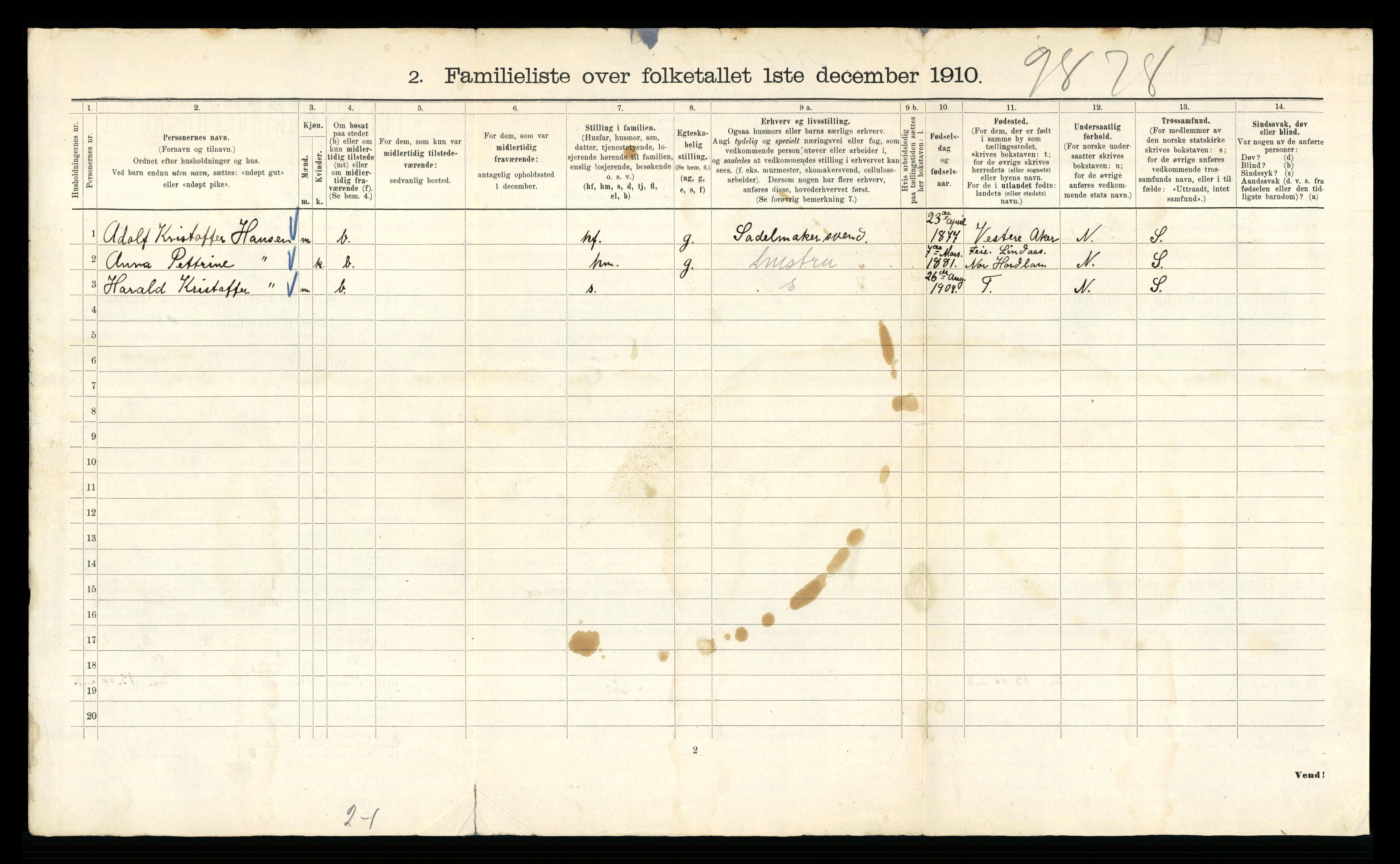 RA, 1910 census for Kristiania, 1910, p. 70288