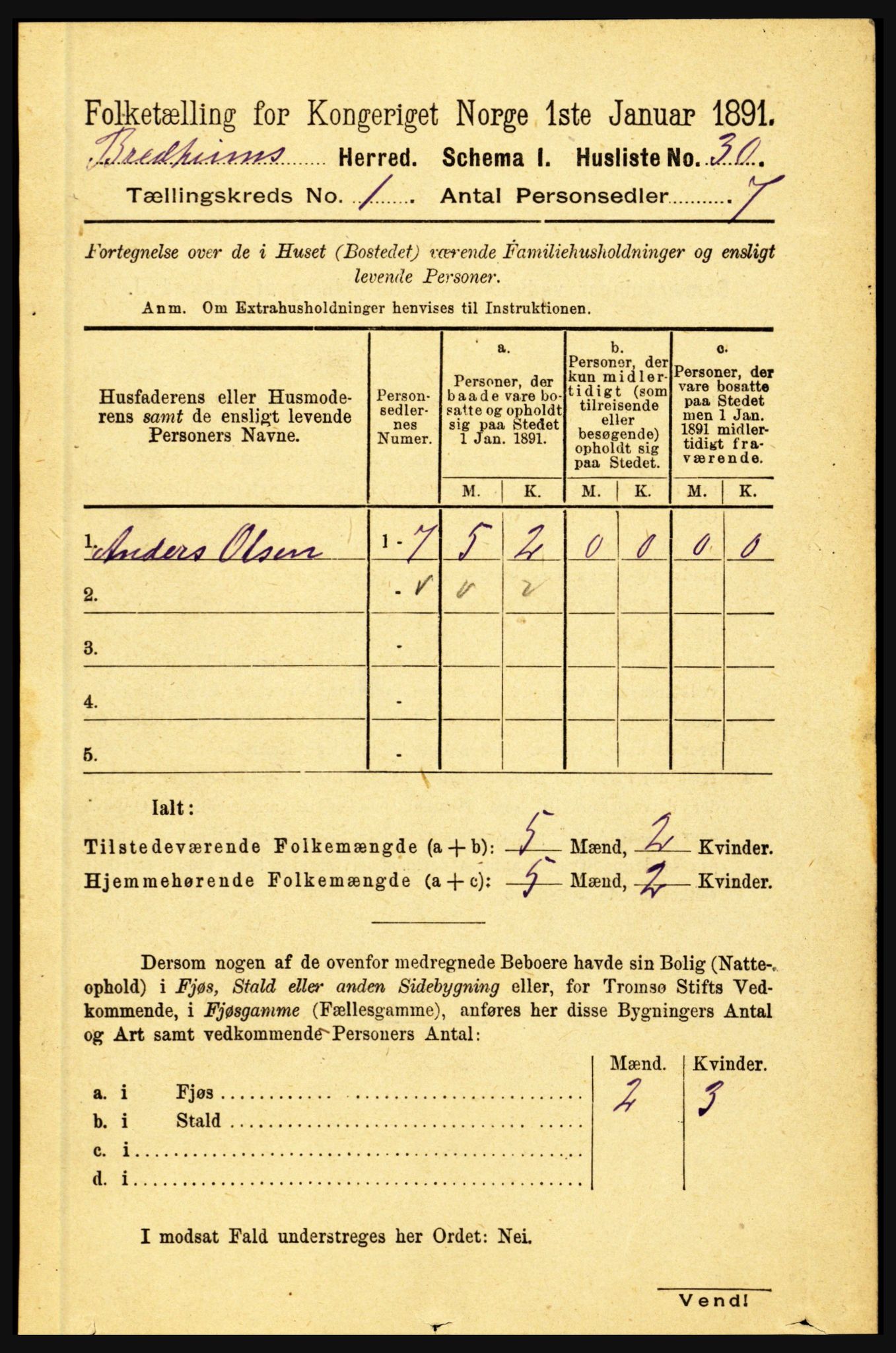 RA, 1891 census for 1446 Breim, 1891, p. 48