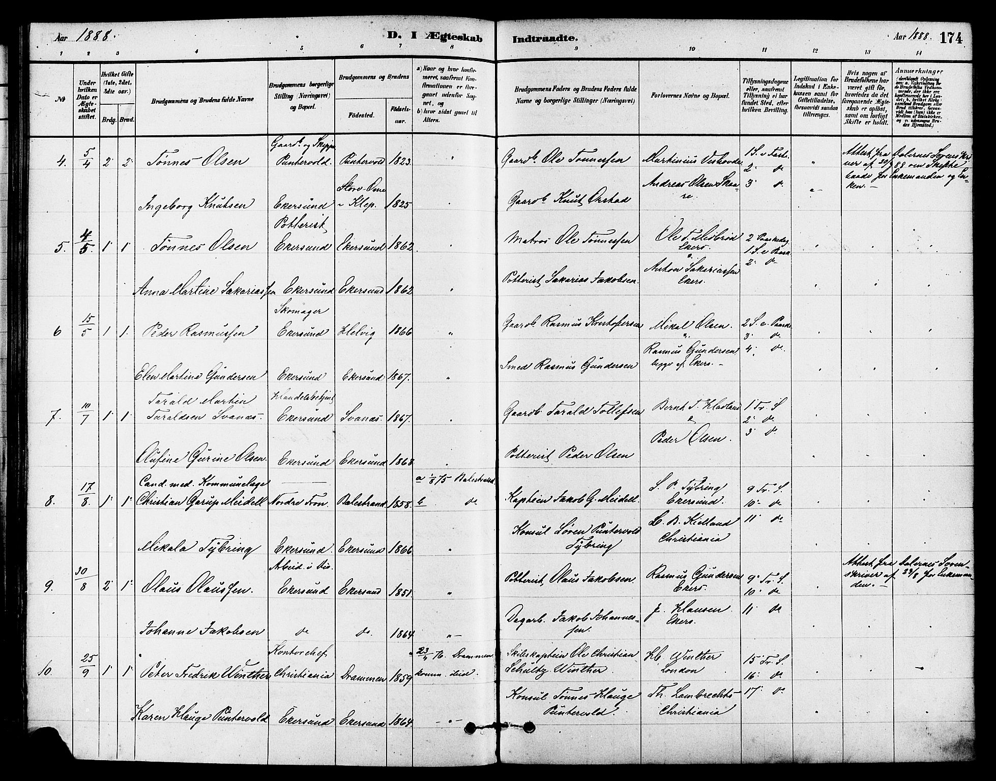Eigersund sokneprestkontor, SAST/A-101807/S08/L0015: Parish register (official) no. A 15, 1879-1892, p. 174