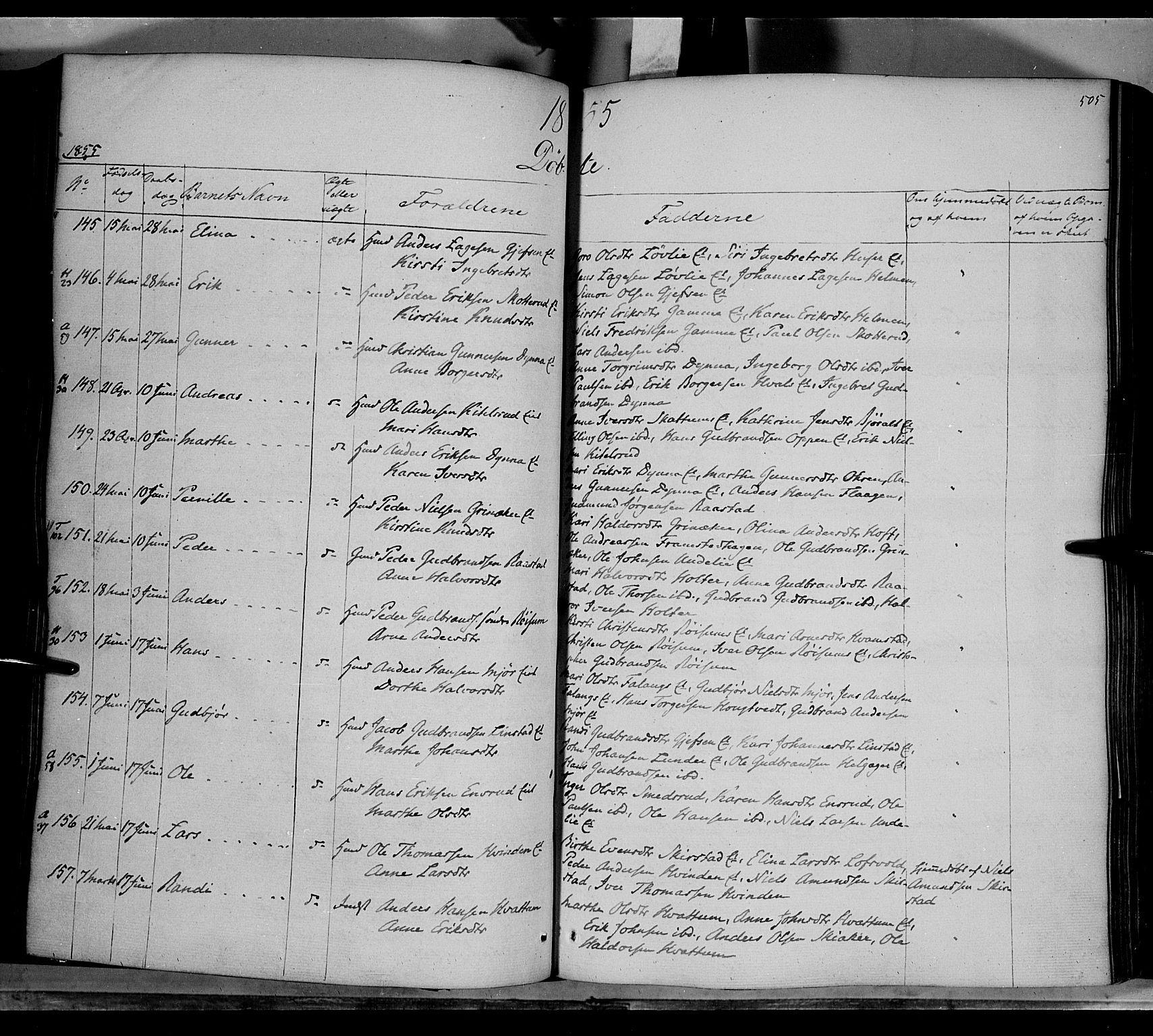 Gran prestekontor, AV/SAH-PREST-112/H/Ha/Haa/L0011: Parish register (official) no. 11, 1842-1856, p. 504-505
