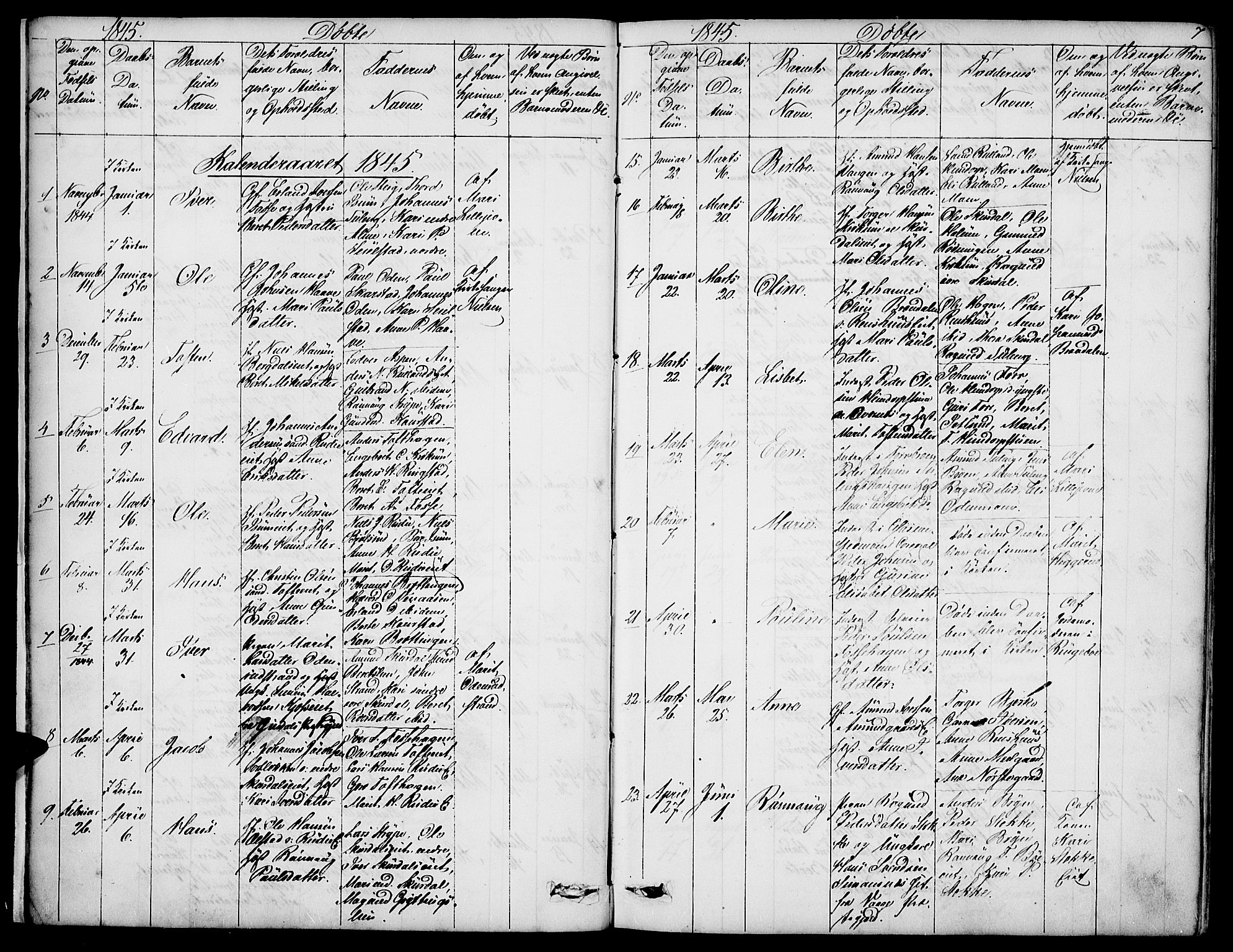 Sør-Fron prestekontor, AV/SAH-PREST-010/H/Ha/Hab/L0001: Parish register (copy) no. 1, 1844-1863, p. 7