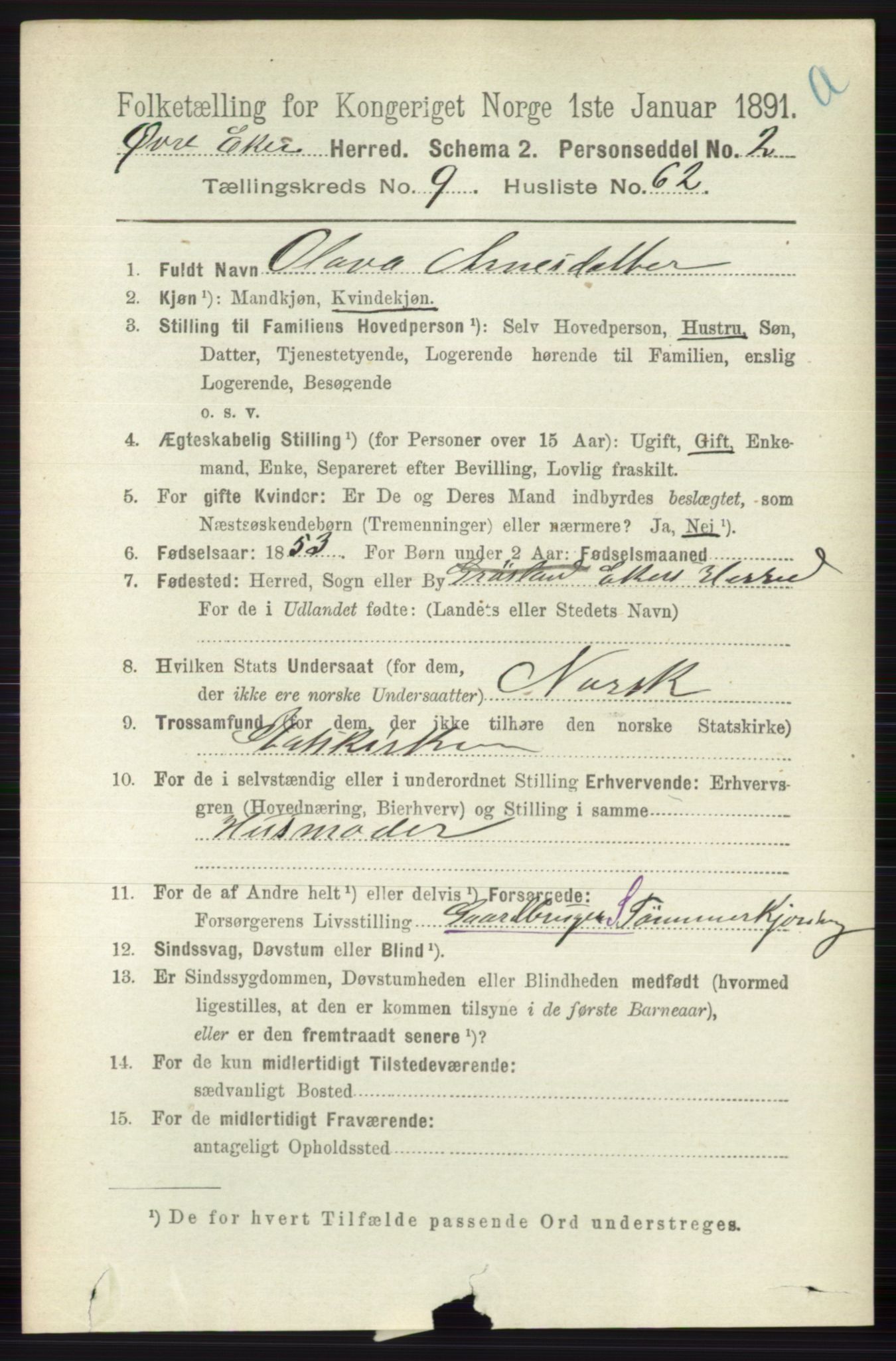 RA, 1891 census for 0624 Øvre Eiker, 1891, p. 3968