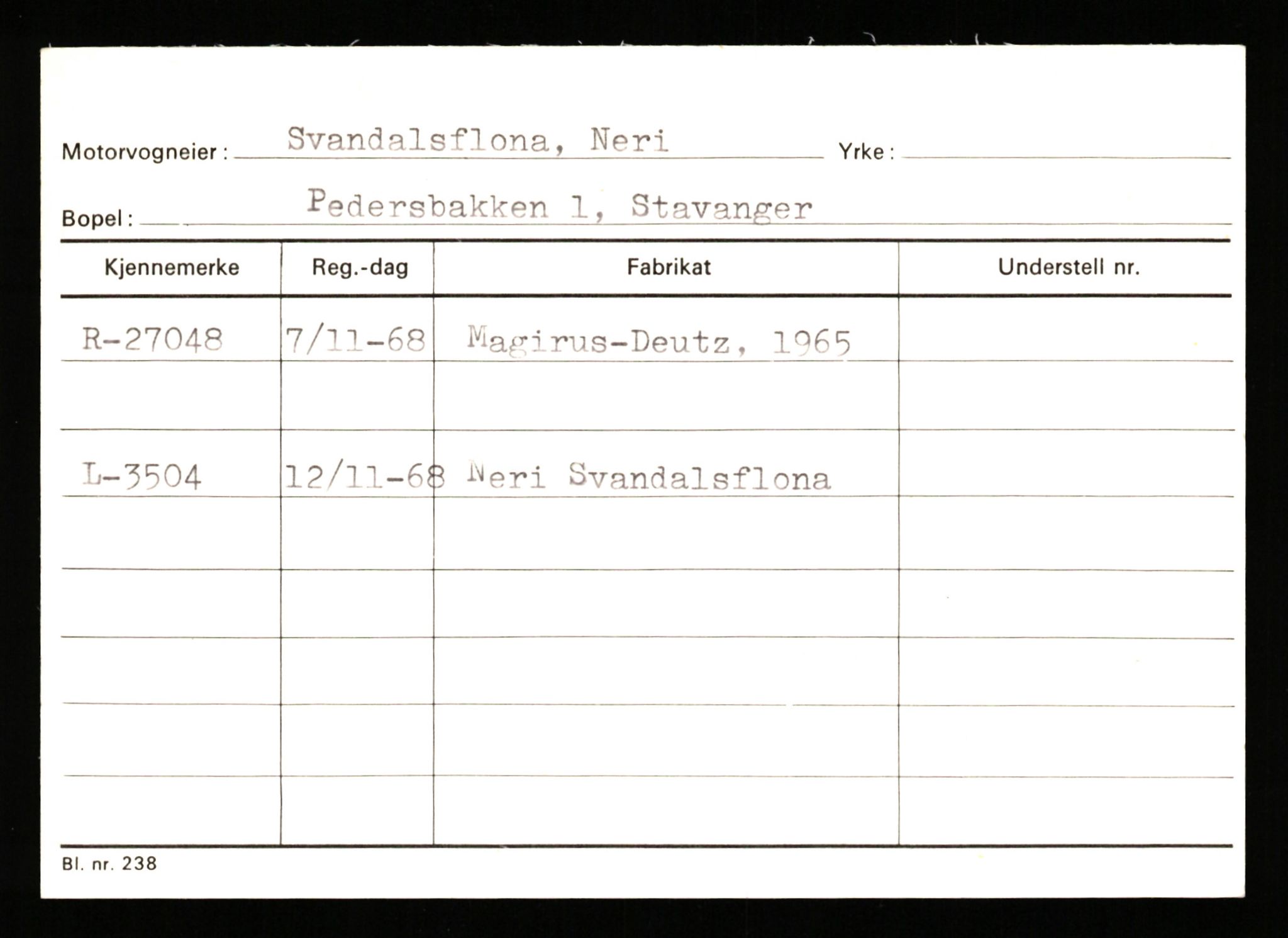 Stavanger trafikkstasjon, SAST/A-101942/0/G/L0005: Registreringsnummer: 23000 - 34245, 1930-1971, p. 1367