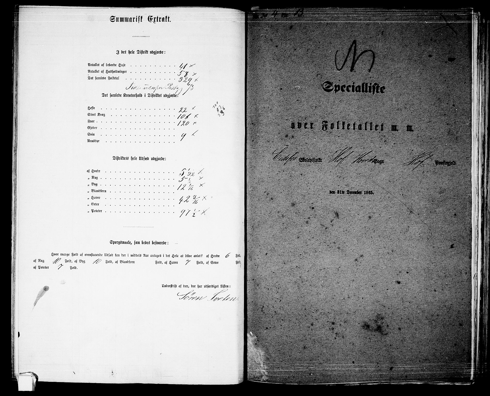 RA, 1865 census for Hof, 1865, p. 91