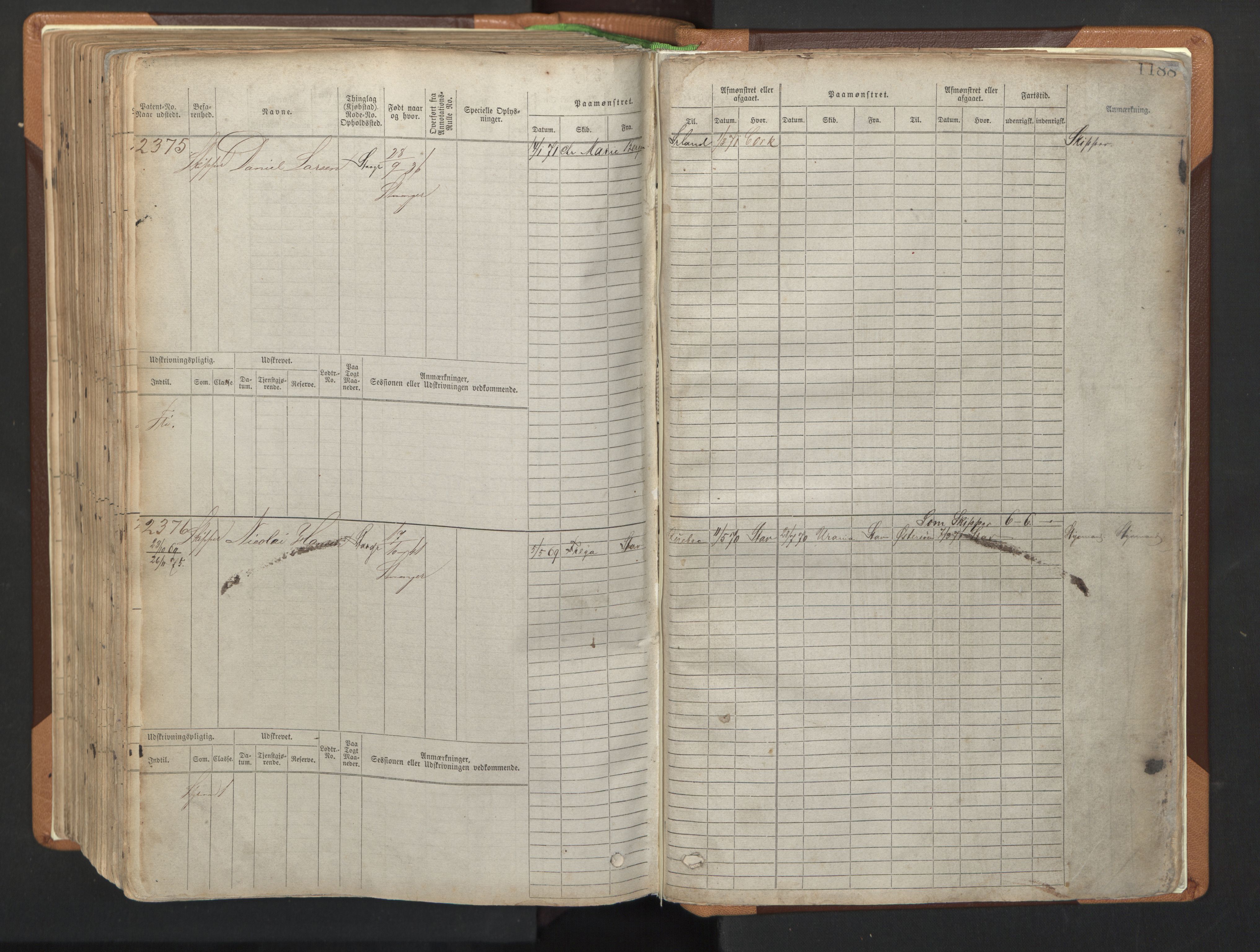 Stavanger sjømannskontor, AV/SAST-A-102006/F/Fb/Fbb/L0006: Sjøfartshovedrulle, patentnr. 1607-2402 (del 3), 1869-1880, p. 388