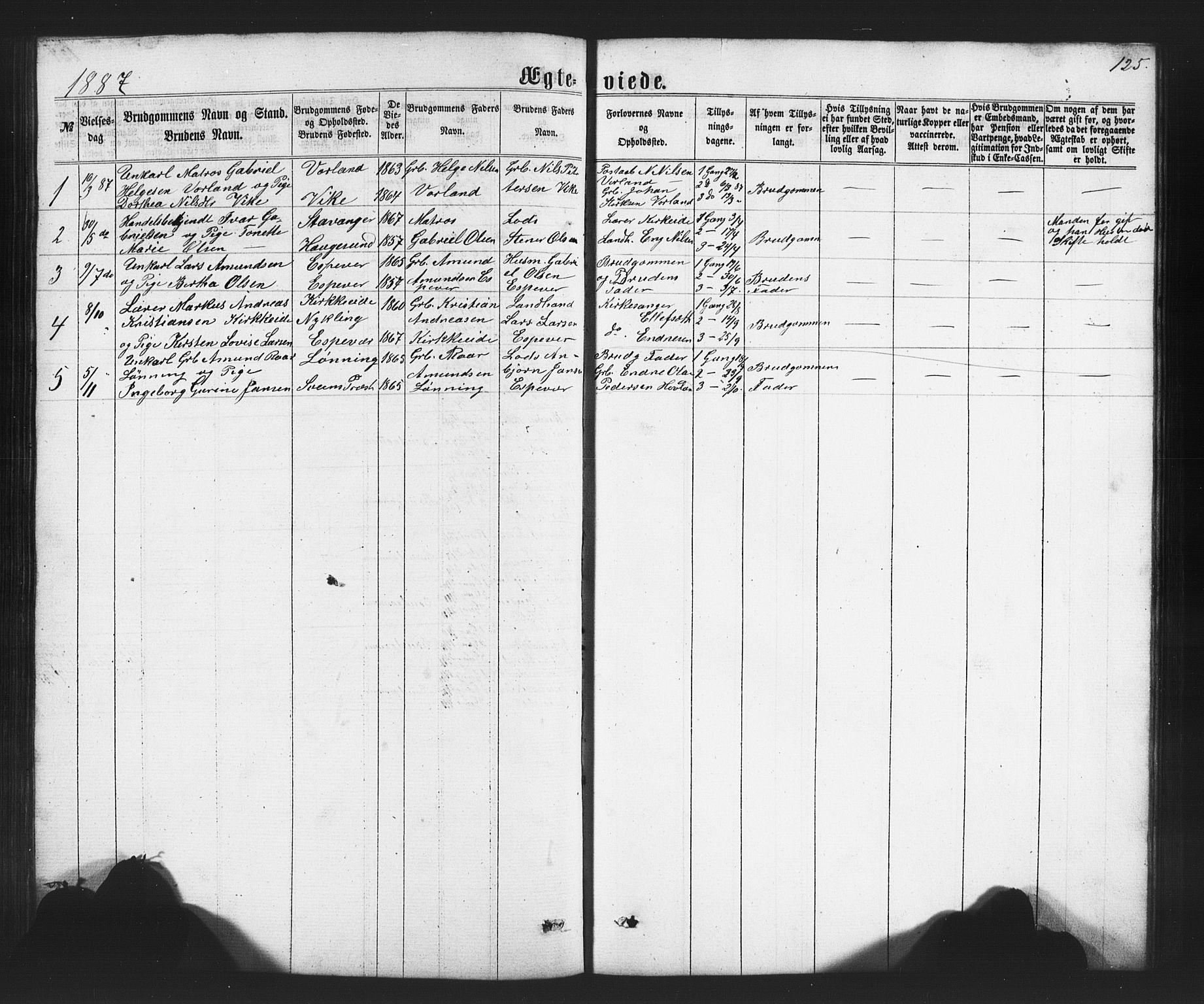 Finnås sokneprestembete, SAB/A-99925/H/Ha/Hab/Habc/L0001: Parish register (copy) no. C 1, 1860-1887, p. 125