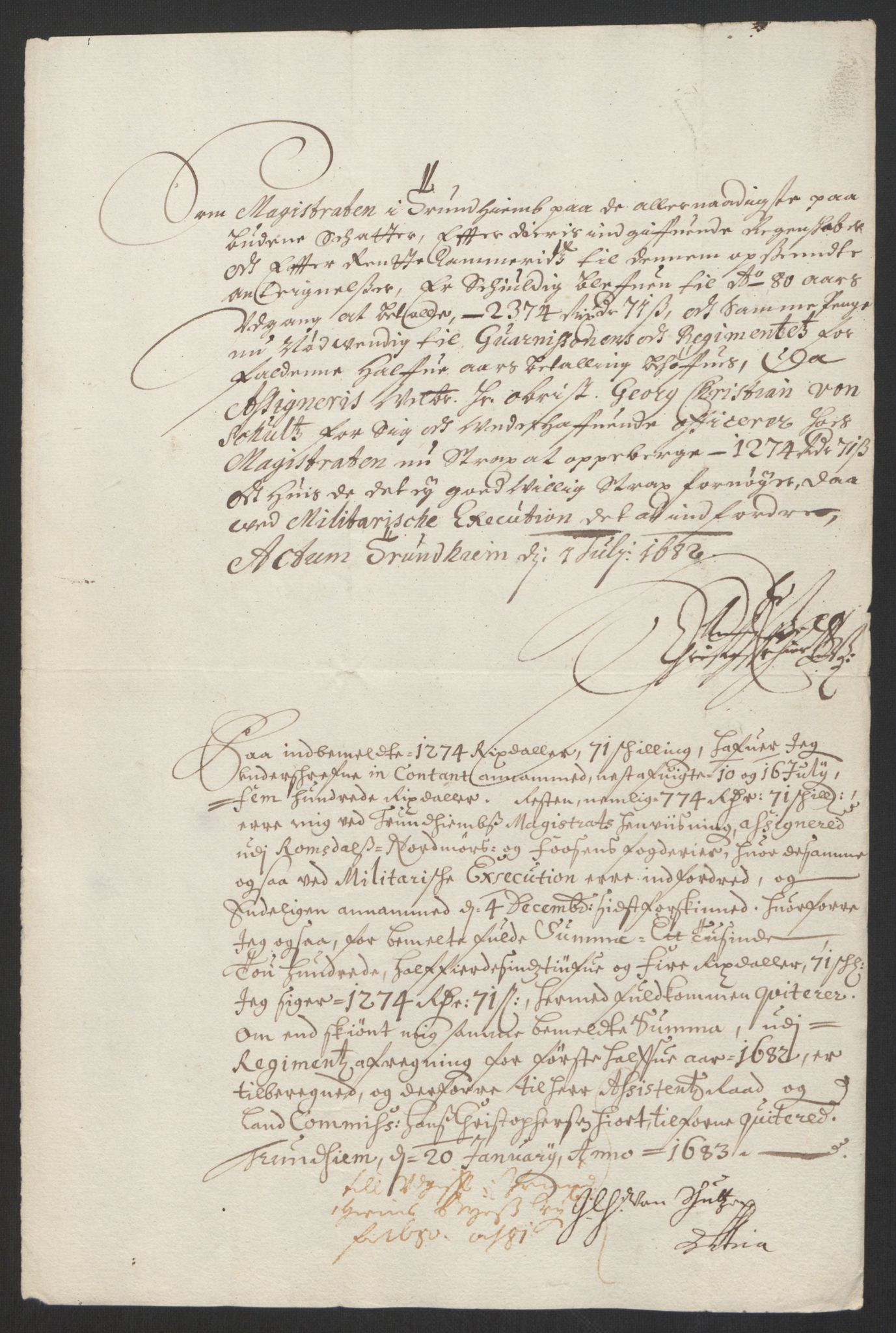 Rentekammeret inntil 1814, Reviderte regnskaper, Byregnskaper, RA/EA-4066/R/Rs/L0504: [S1] Kontribusjonsregnskap, 1631-1684, p. 326