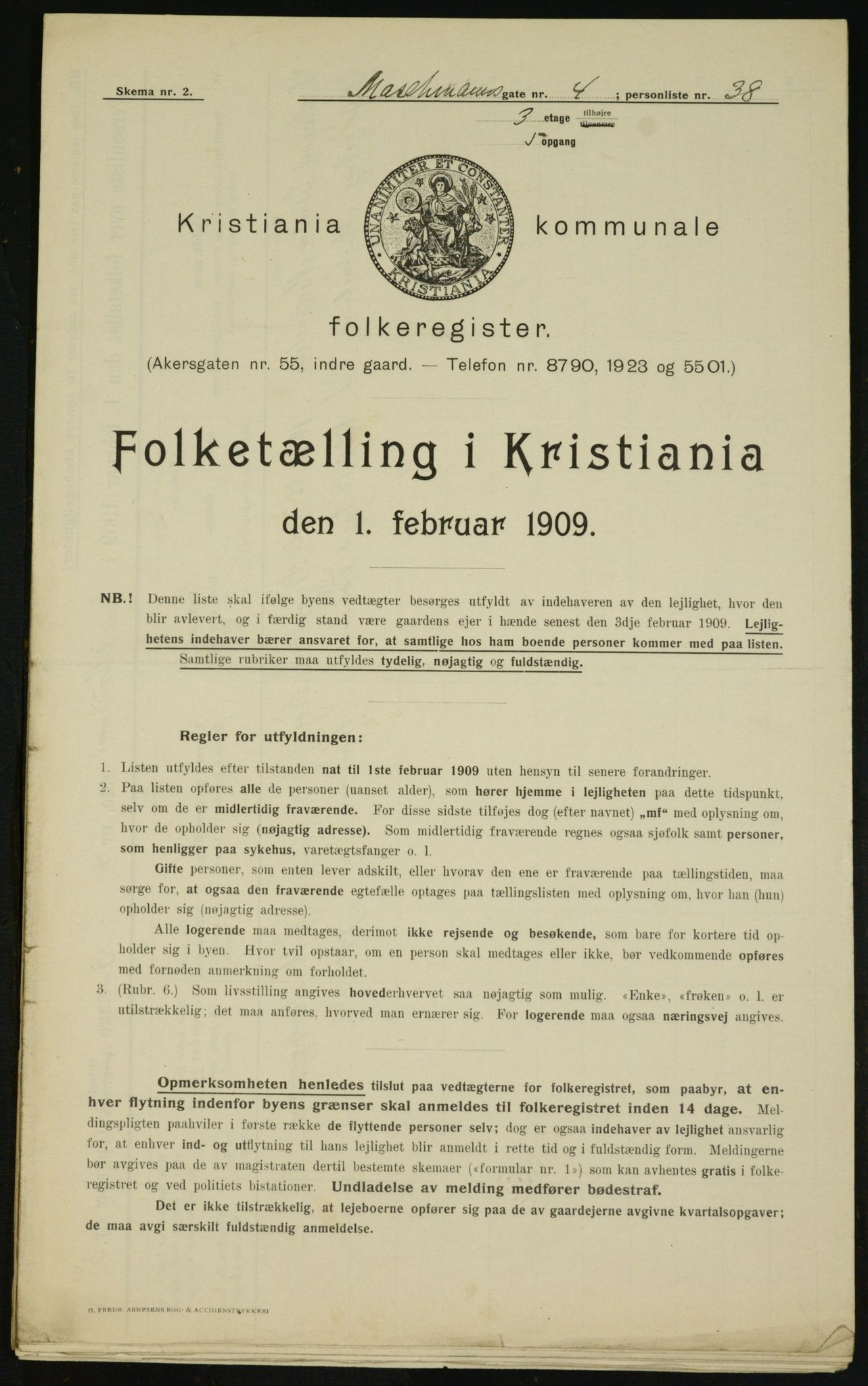 OBA, Municipal Census 1909 for Kristiania, 1909, p. 58768