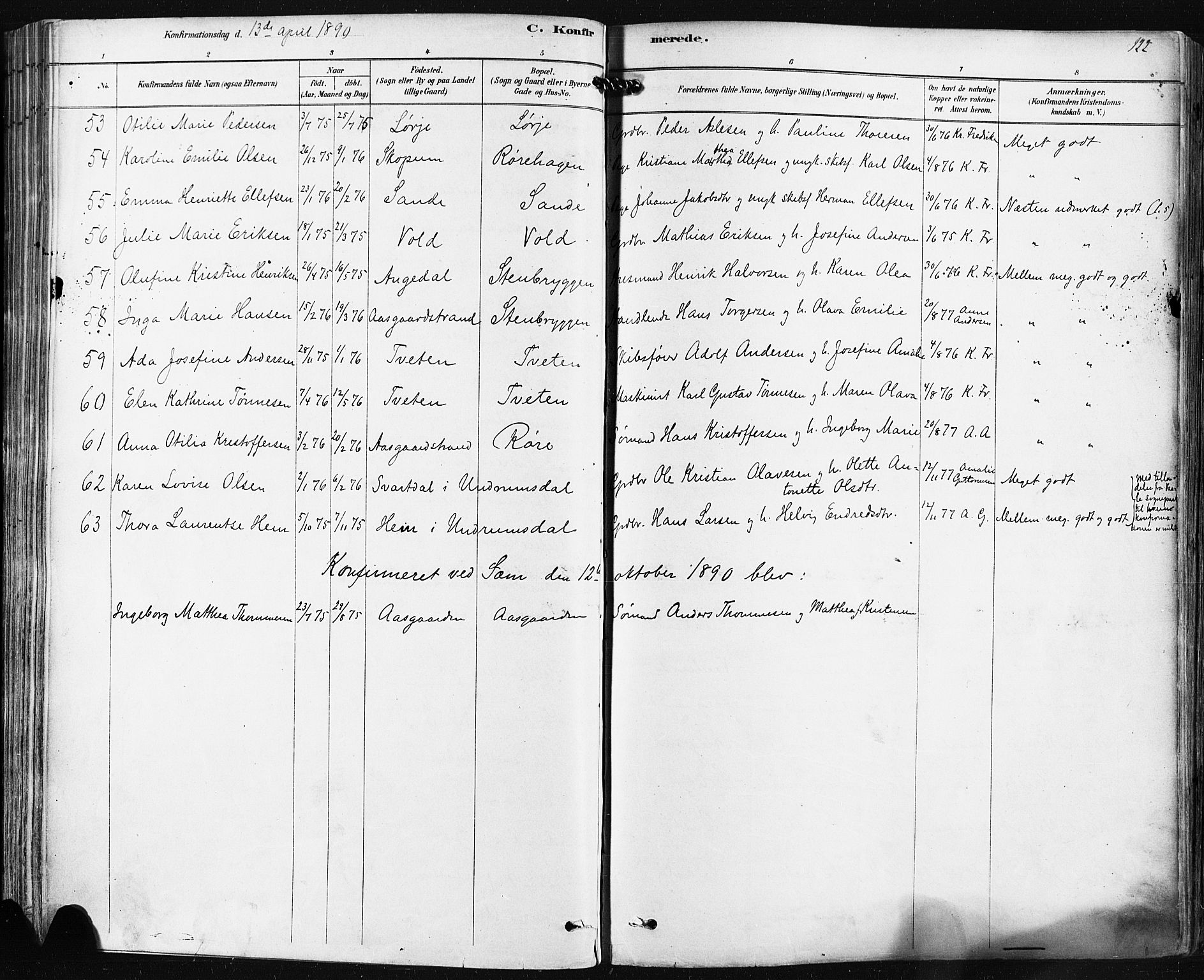 Borre kirkebøker, AV/SAKO-A-338/F/Fa/L0009: Parish register (official) no. I 9, 1878-1896, p. 122