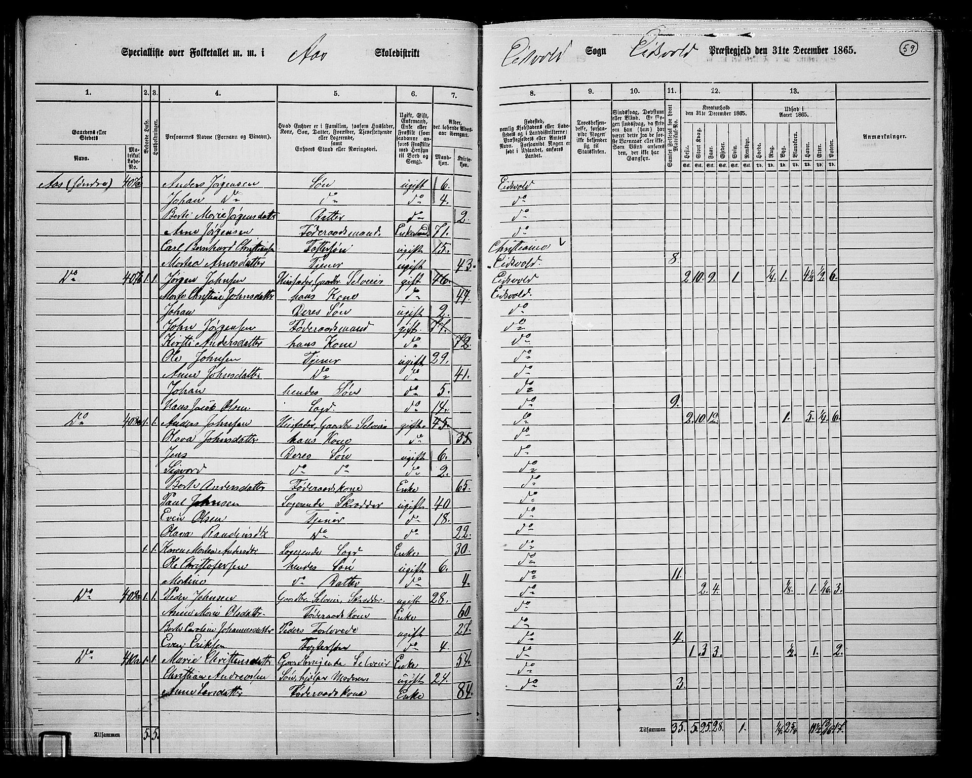 RA, 1865 census for Eidsvoll, 1865, p. 52