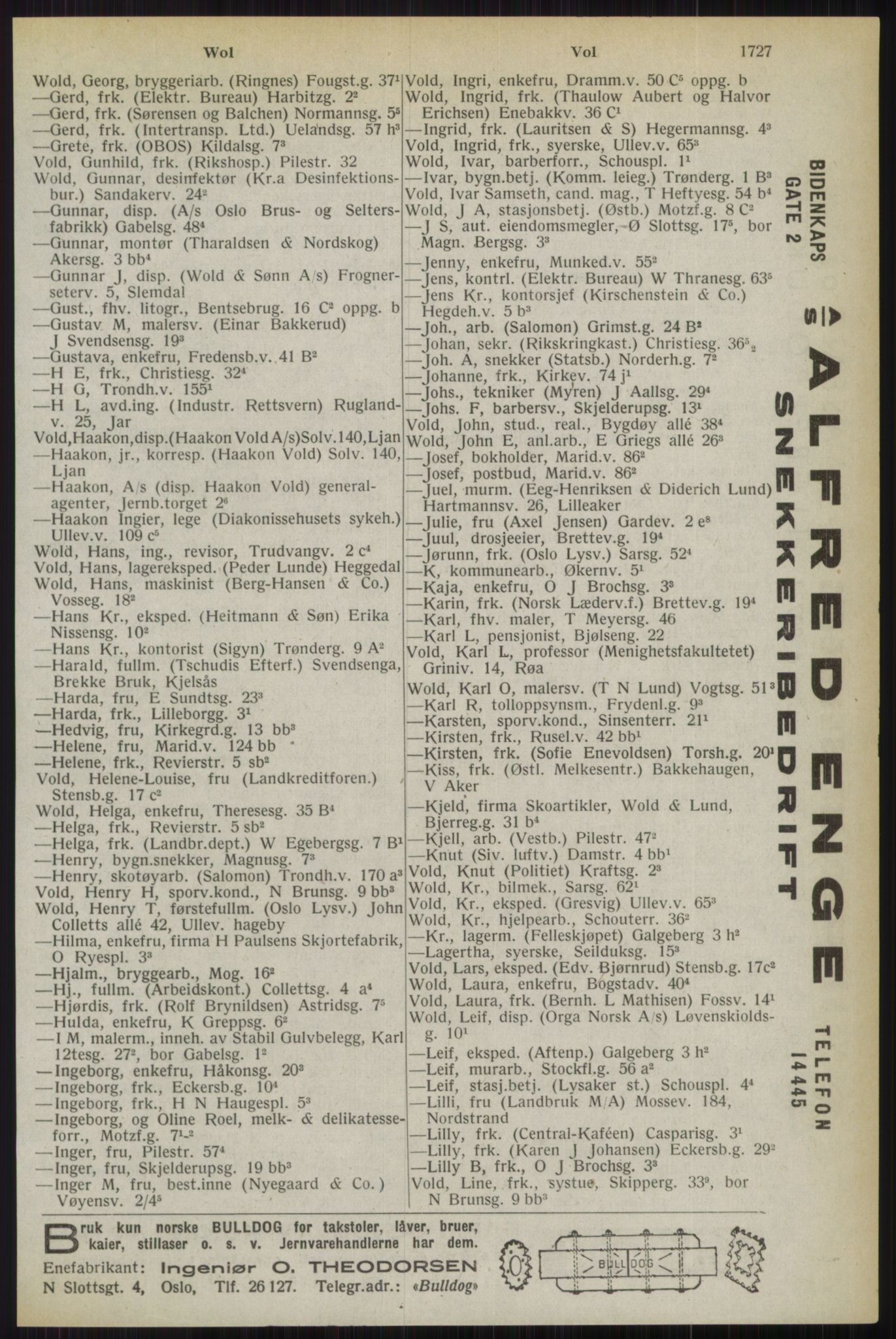 Kristiania/Oslo adressebok, PUBL/-, 1944, p. 1727