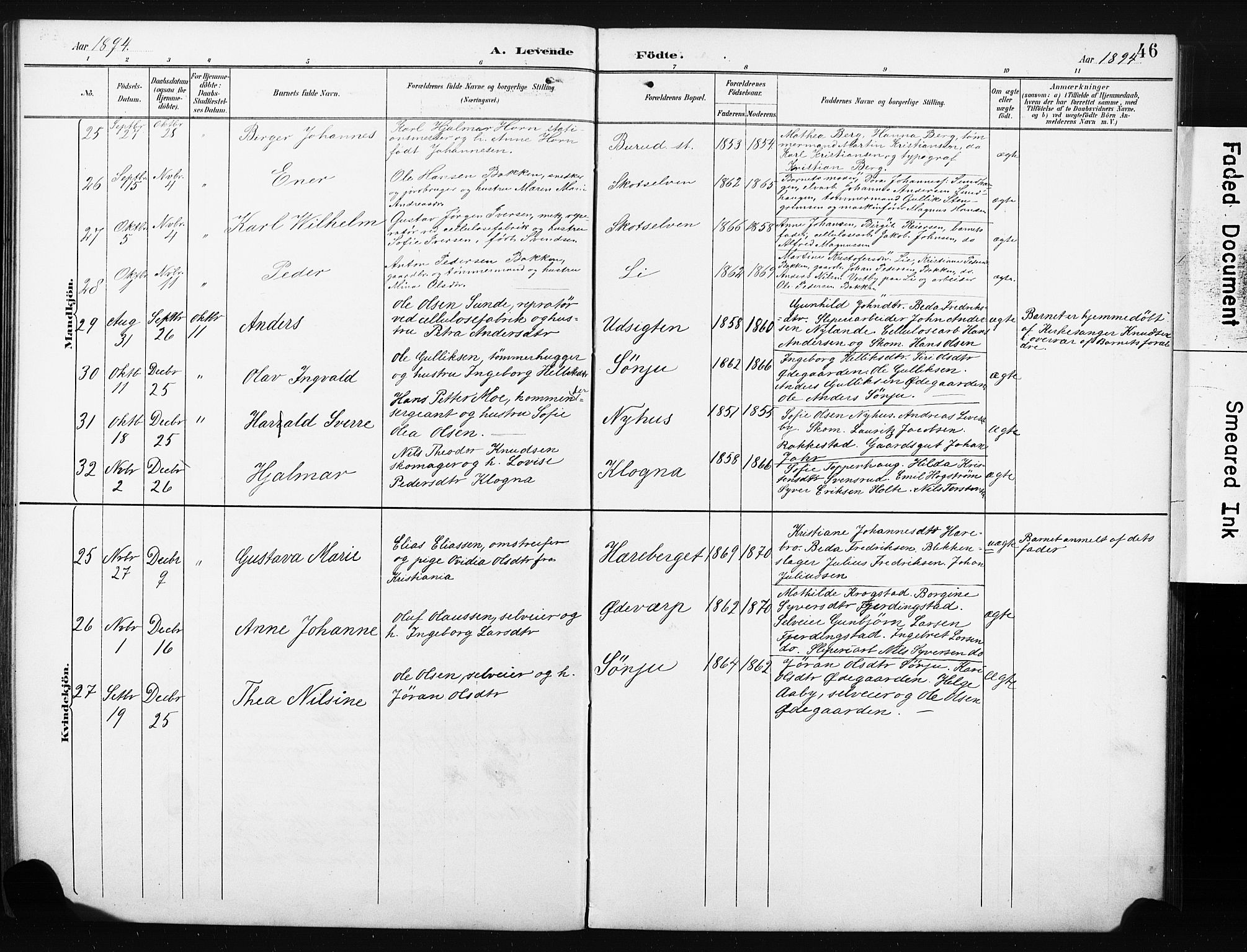 Eiker kirkebøker, SAKO/A-4/F/Fc/L0002: Parish register (official) no. III 2, 1889-1897, p. 46
