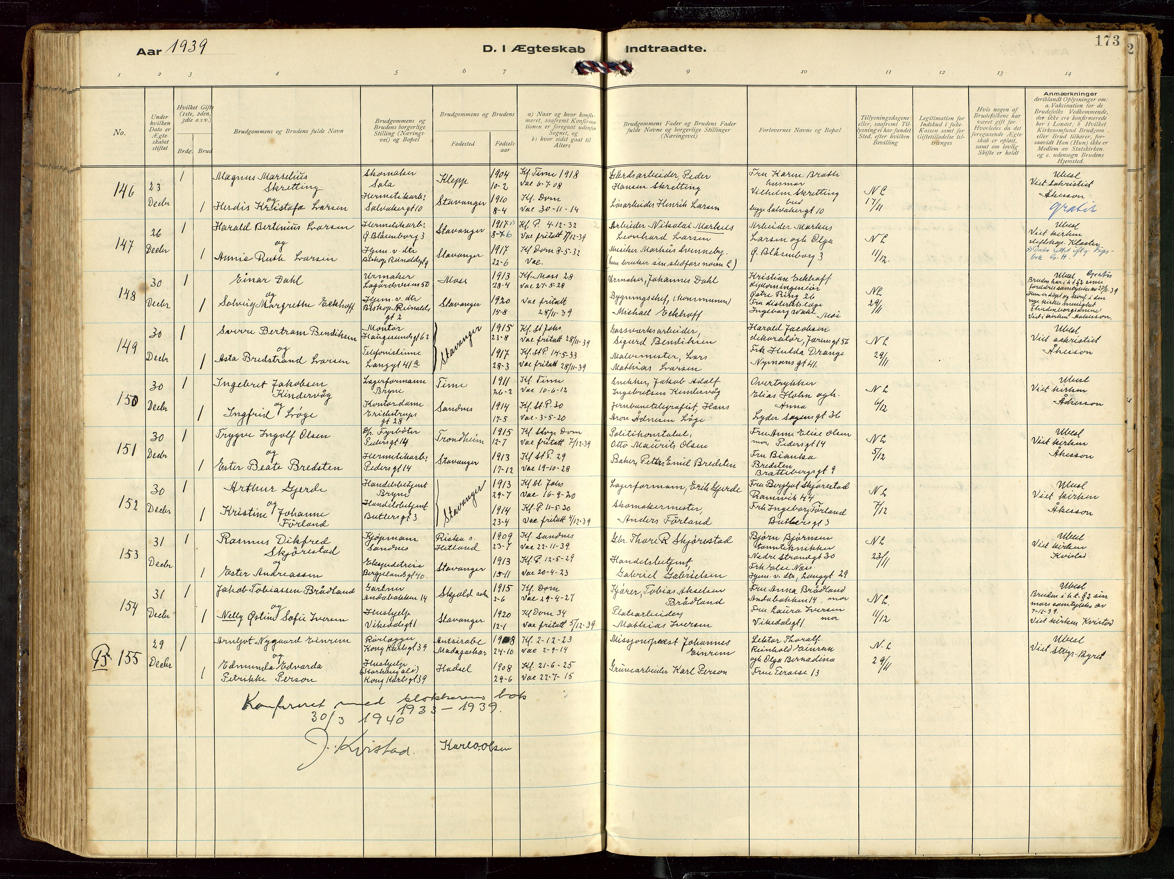 St. Petri sokneprestkontor, SAST/A-101813/002/D/L0002: Parish register (official) no. A 27, 1921-1942, p. 173