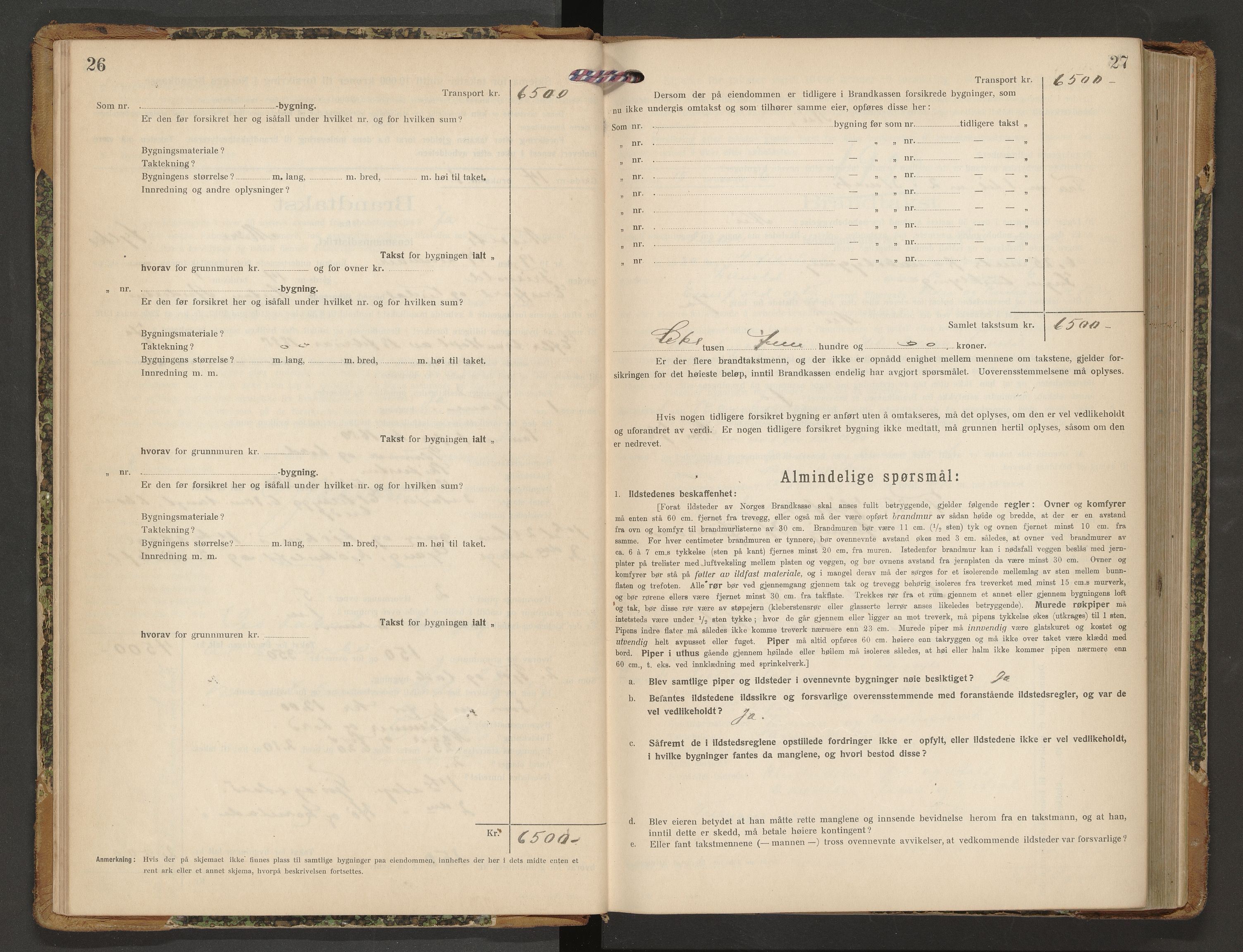 Norges Brannkasse Nesset, AV/SAT-A-5501/F/Fb/L0003: Branntakstprotokoll, 1919-1932, p. 26-27