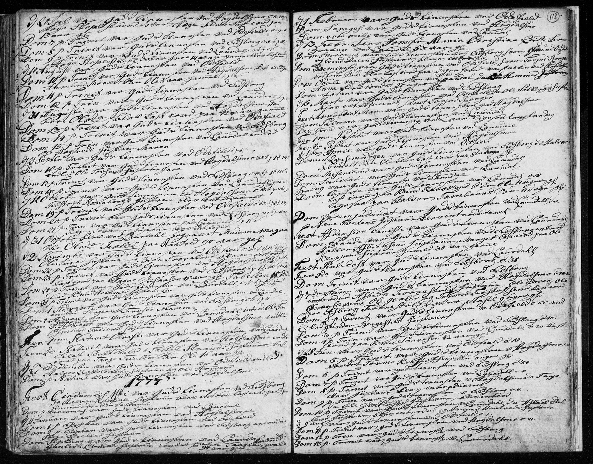 Lårdal kirkebøker, SAKO/A-284/F/Fa/L0003: Parish register (official) no. I 3, 1754-1790, p. 118