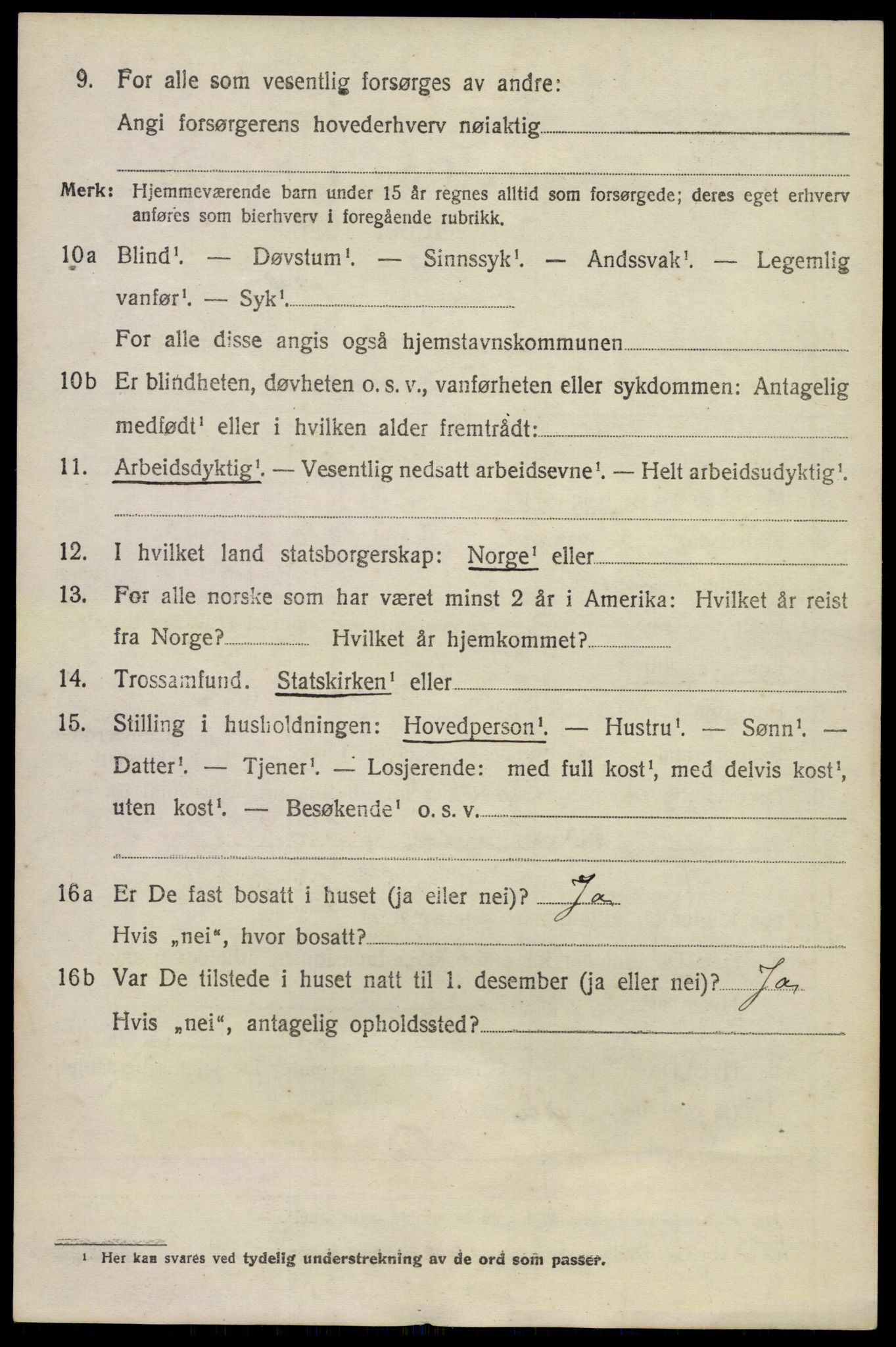 SAKO, 1920 census for Lunde, 1920, p. 3002