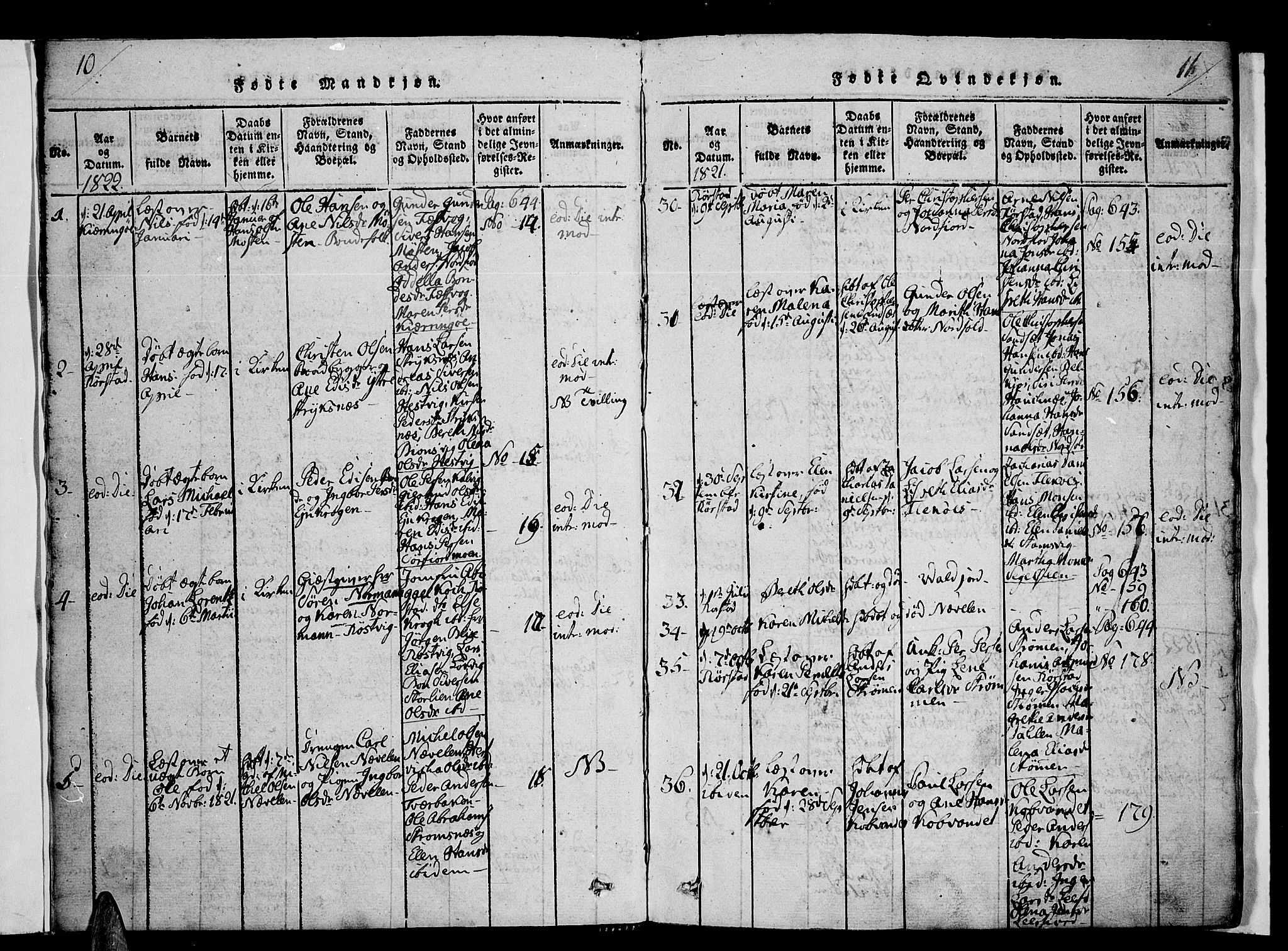 Ministerialprotokoller, klokkerbøker og fødselsregistre - Nordland, AV/SAT-A-1459/853/L0768: Parish register (official) no. 853A07, 1821-1836, p. 10-11