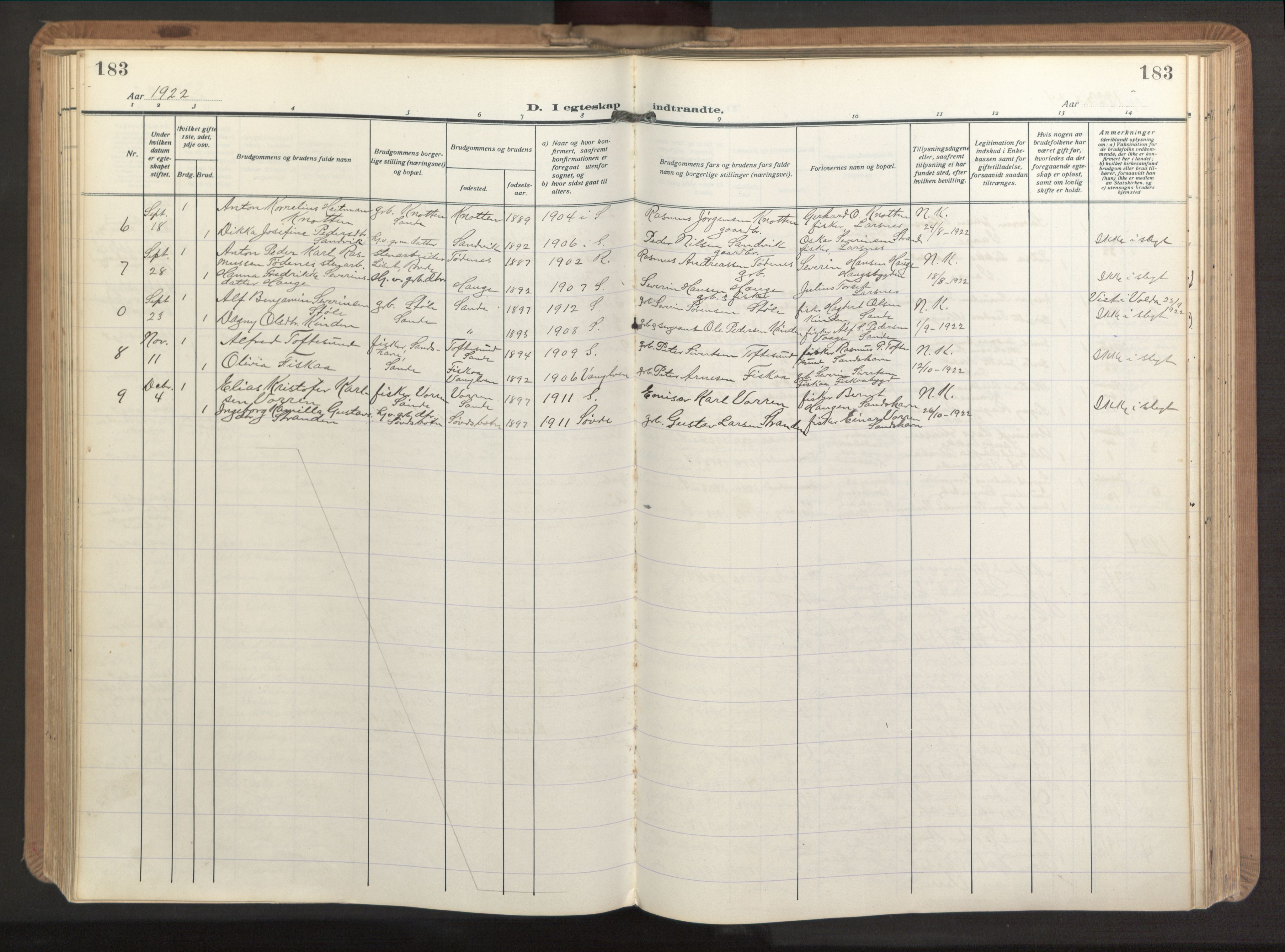 Ministerialprotokoller, klokkerbøker og fødselsregistre - Møre og Romsdal, AV/SAT-A-1454/503/L0044: Parish register (official) no. 503A12, 1918-1931, p. 183