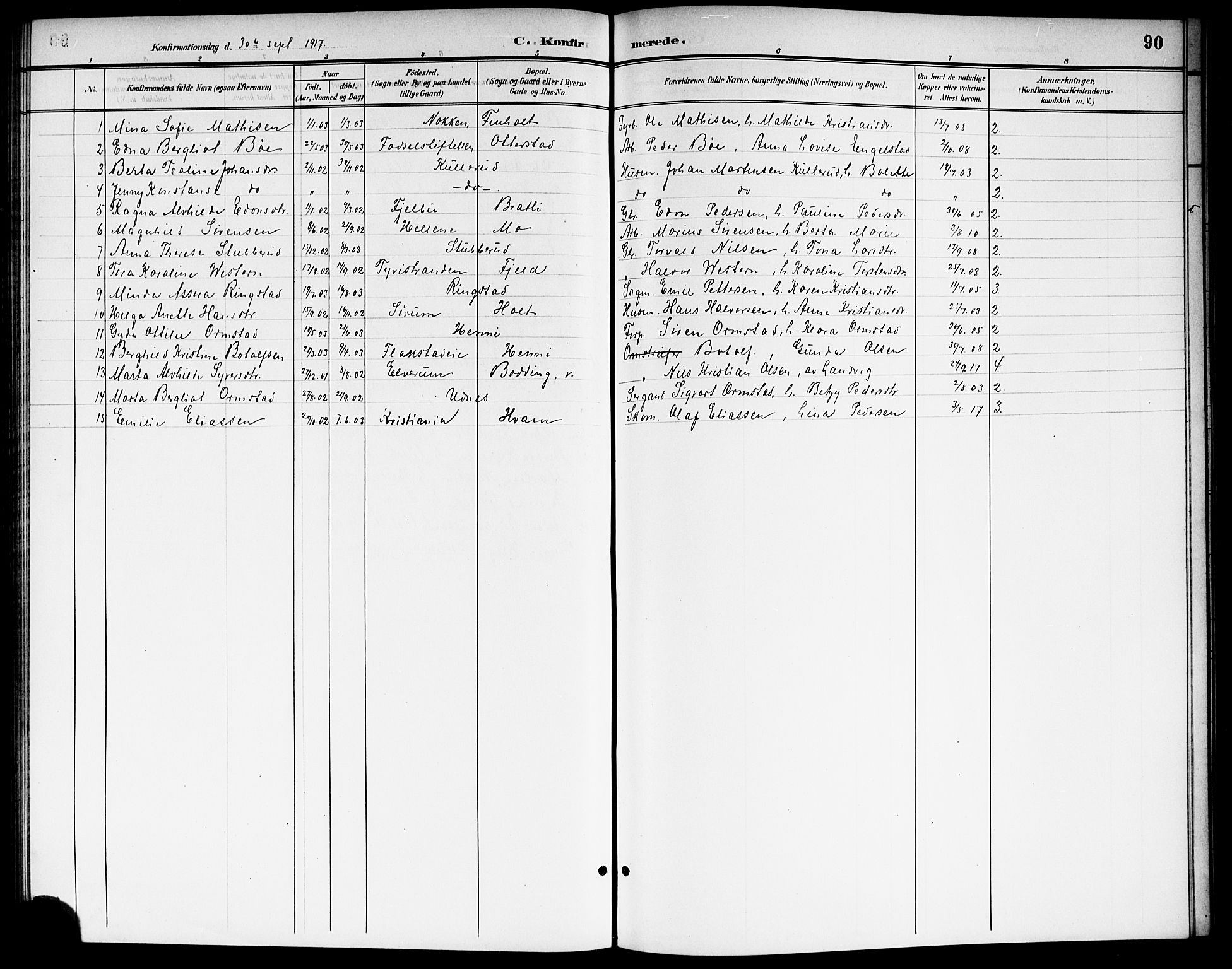 Nes prestekontor Kirkebøker, AV/SAO-A-10410/G/Gb/L0001: Parish register (copy) no. II 1, 1901-1917, p. 90