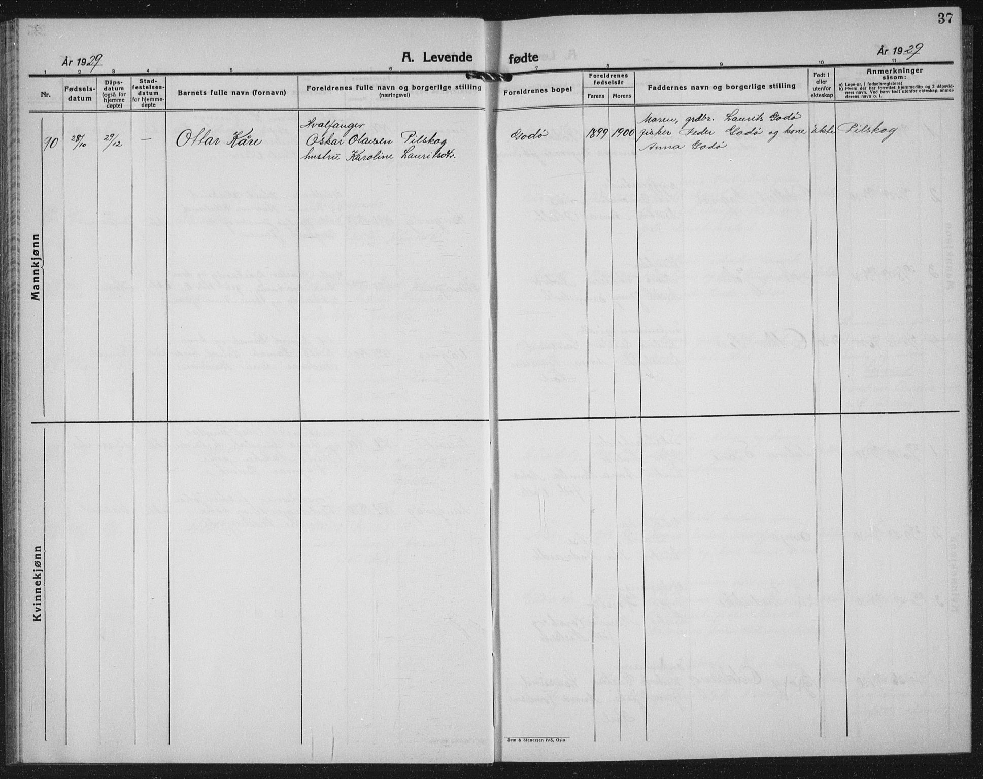 Ministerialprotokoller, klokkerbøker og fødselsregistre - Møre og Romsdal, AV/SAT-A-1454/528/L0436: Parish register (copy) no. 528C17, 1927-1939, p. 37