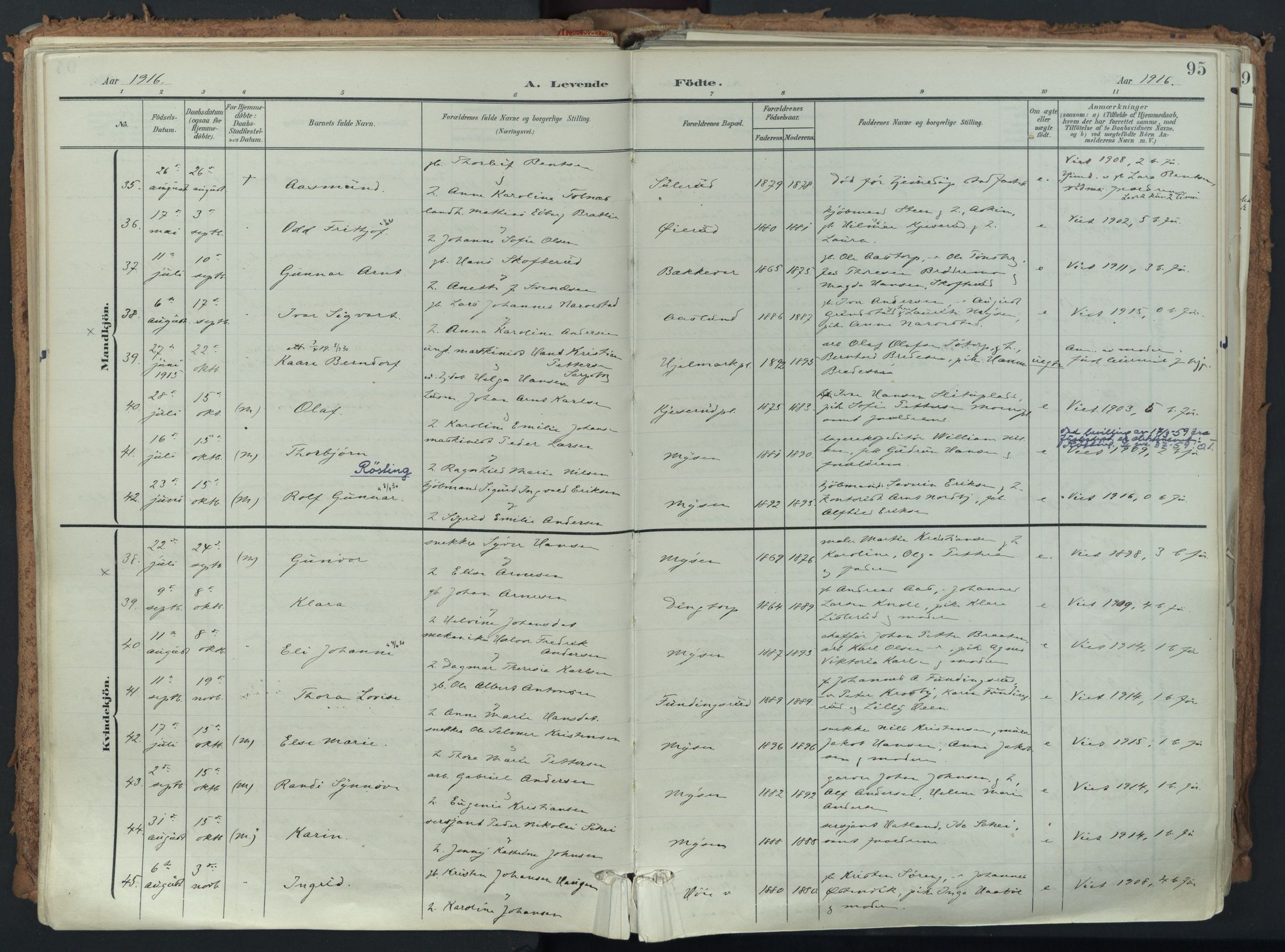 Eidsberg prestekontor Kirkebøker, SAO/A-10905/F/Fa/L0014: Parish register (official) no. I 14, 1902-1919, p. 95