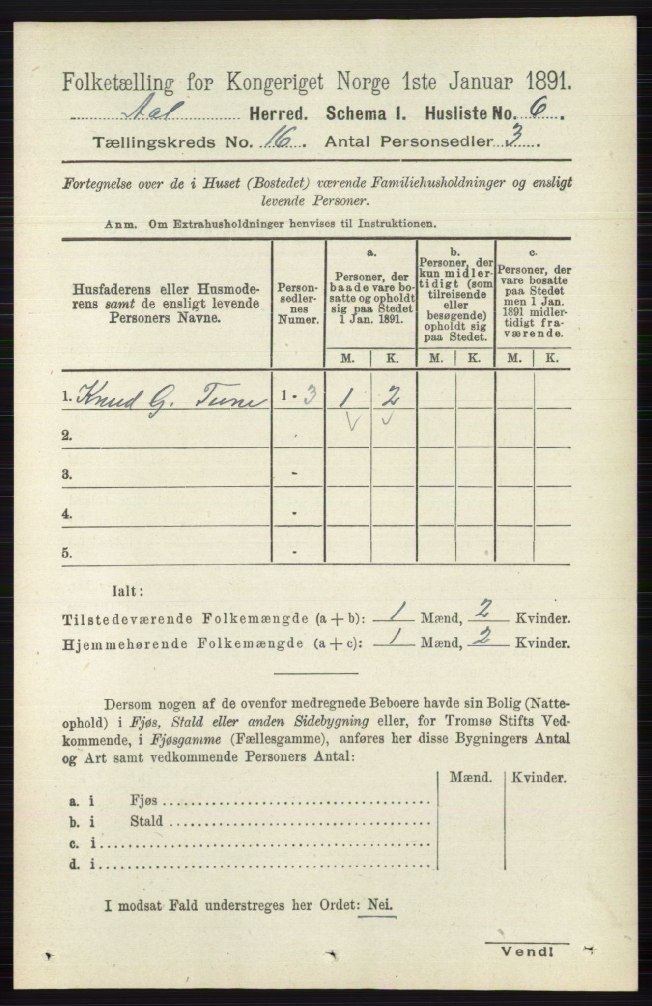 RA, 1891 census for 0619 Ål, 1891, p. 4000