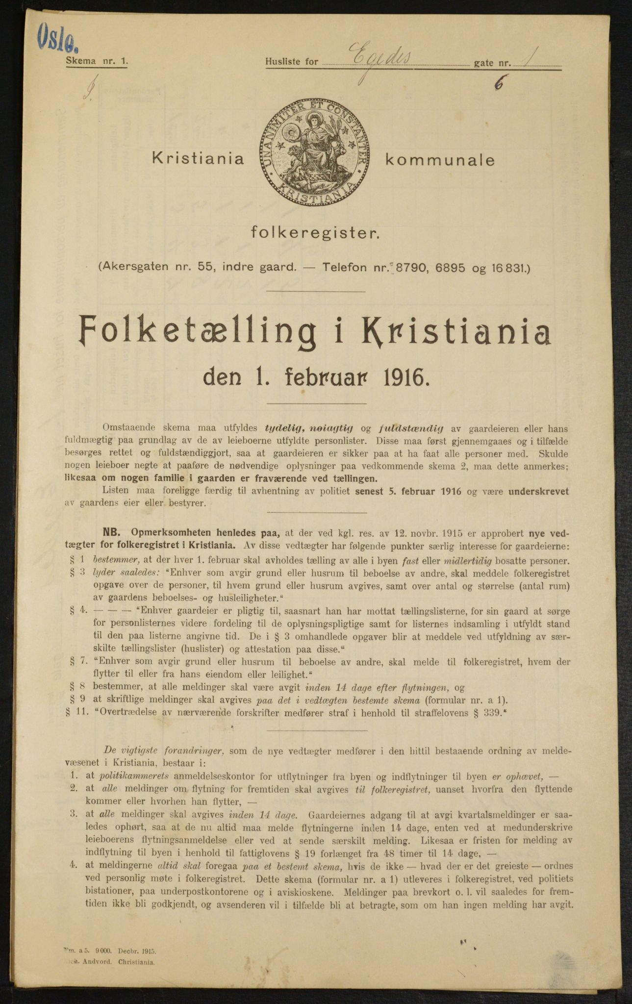 OBA, Municipal Census 1916 for Kristiania, 1916, p. 18944