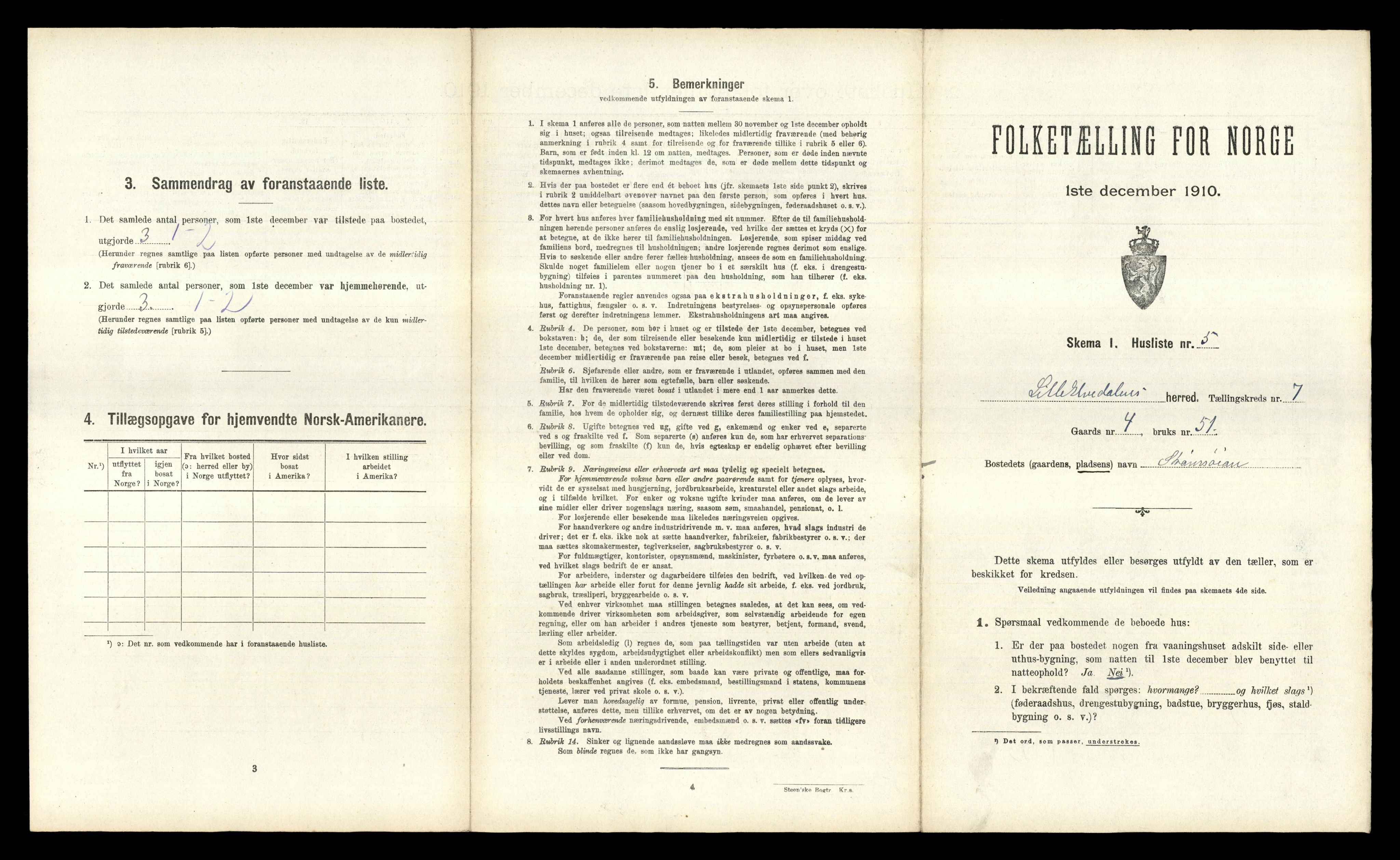 RA, 1910 census for Lille Elvedalen, 1910, p. 497