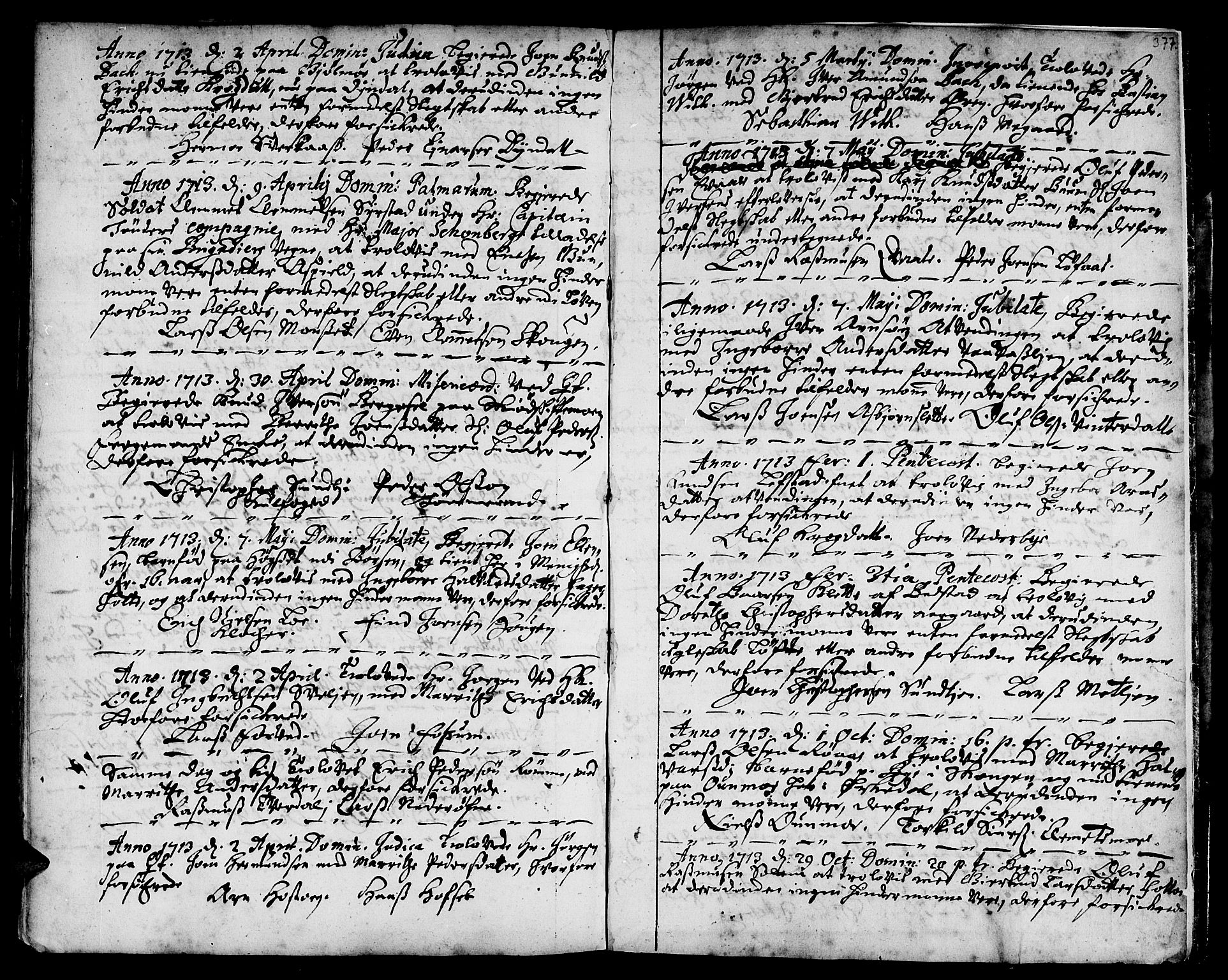 Ministerialprotokoller, klokkerbøker og fødselsregistre - Sør-Trøndelag, SAT/A-1456/668/L0801: Parish register (official) no. 668A01, 1695-1716, p. 376-377