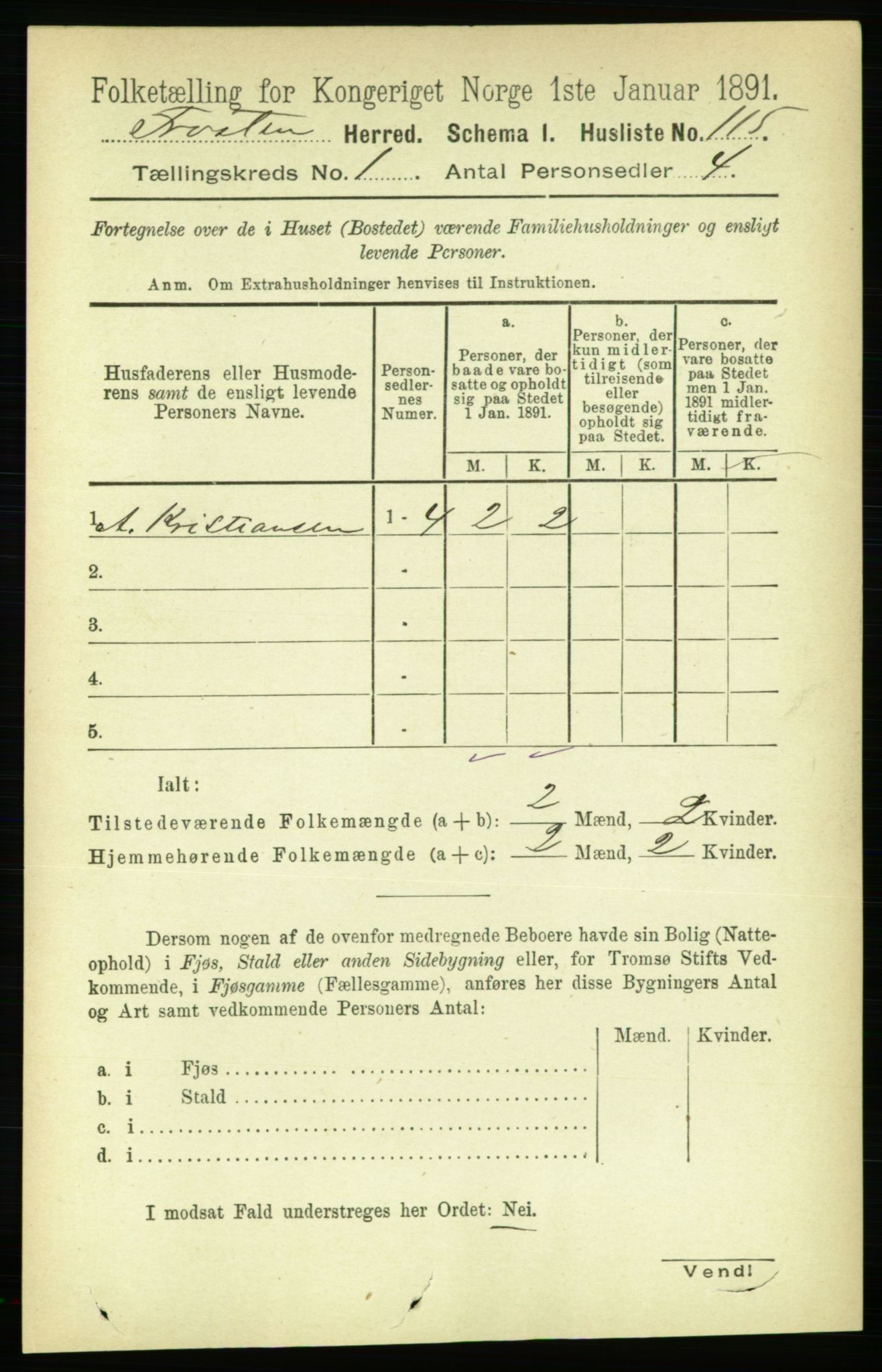 RA, 1891 census for 1717 Frosta, 1891, p. 137