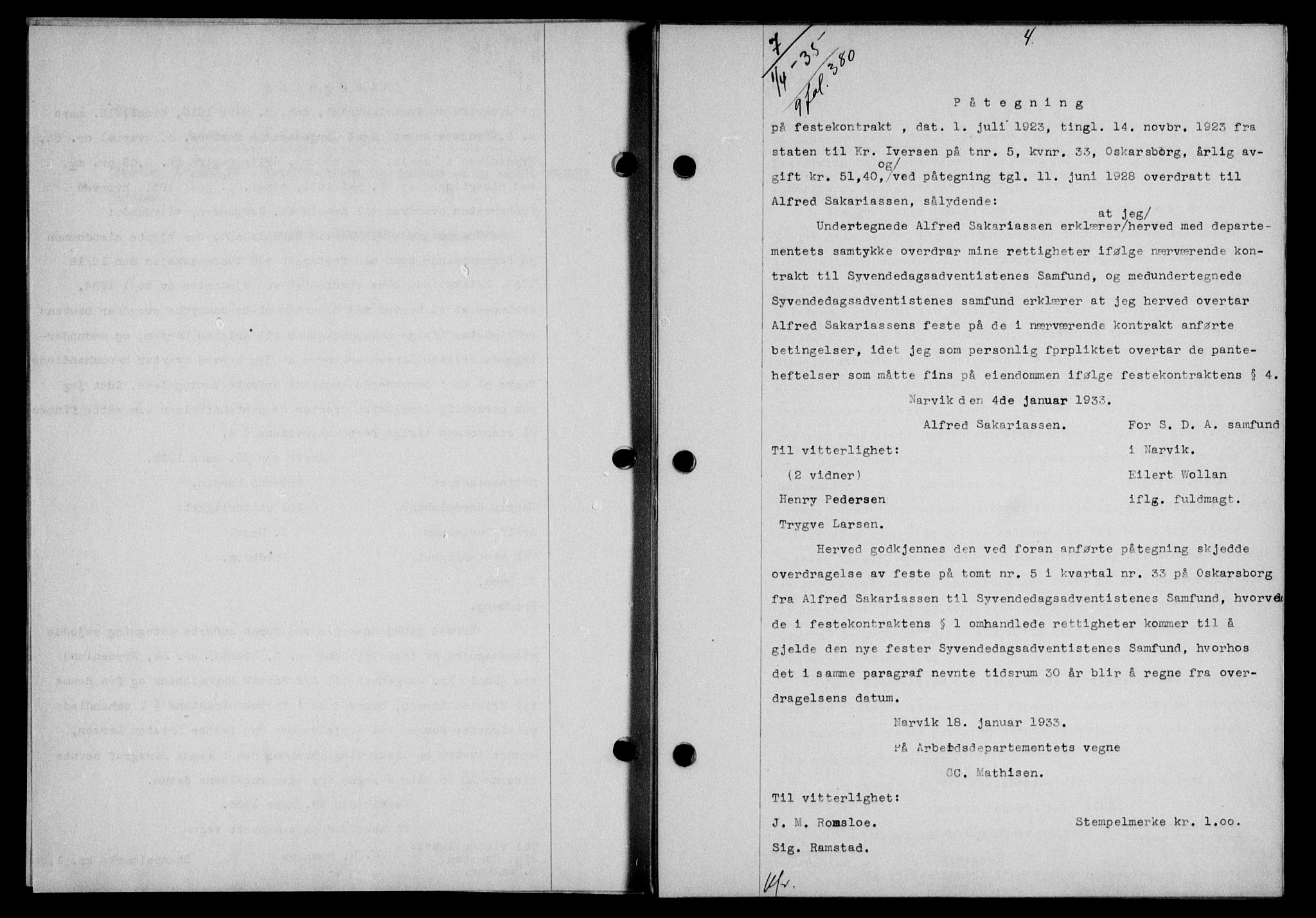 Narvik sorenskriveri, SAT/A-0002/1/2/2C/2Ca/L0011: Mortgage book no. 14, 1935-1937, Deed date: 01.04.1935