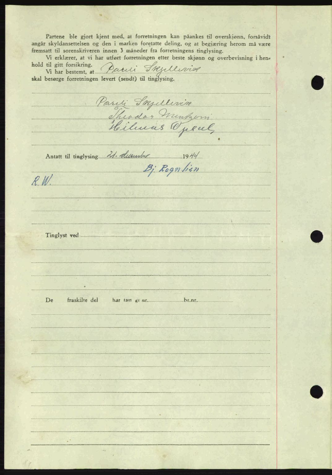 Salten sorenskriveri, SAT/A-4578/1/2/2C: Mortgage book no. A14-15, 1943-1945, Diary no: : 2677/1944