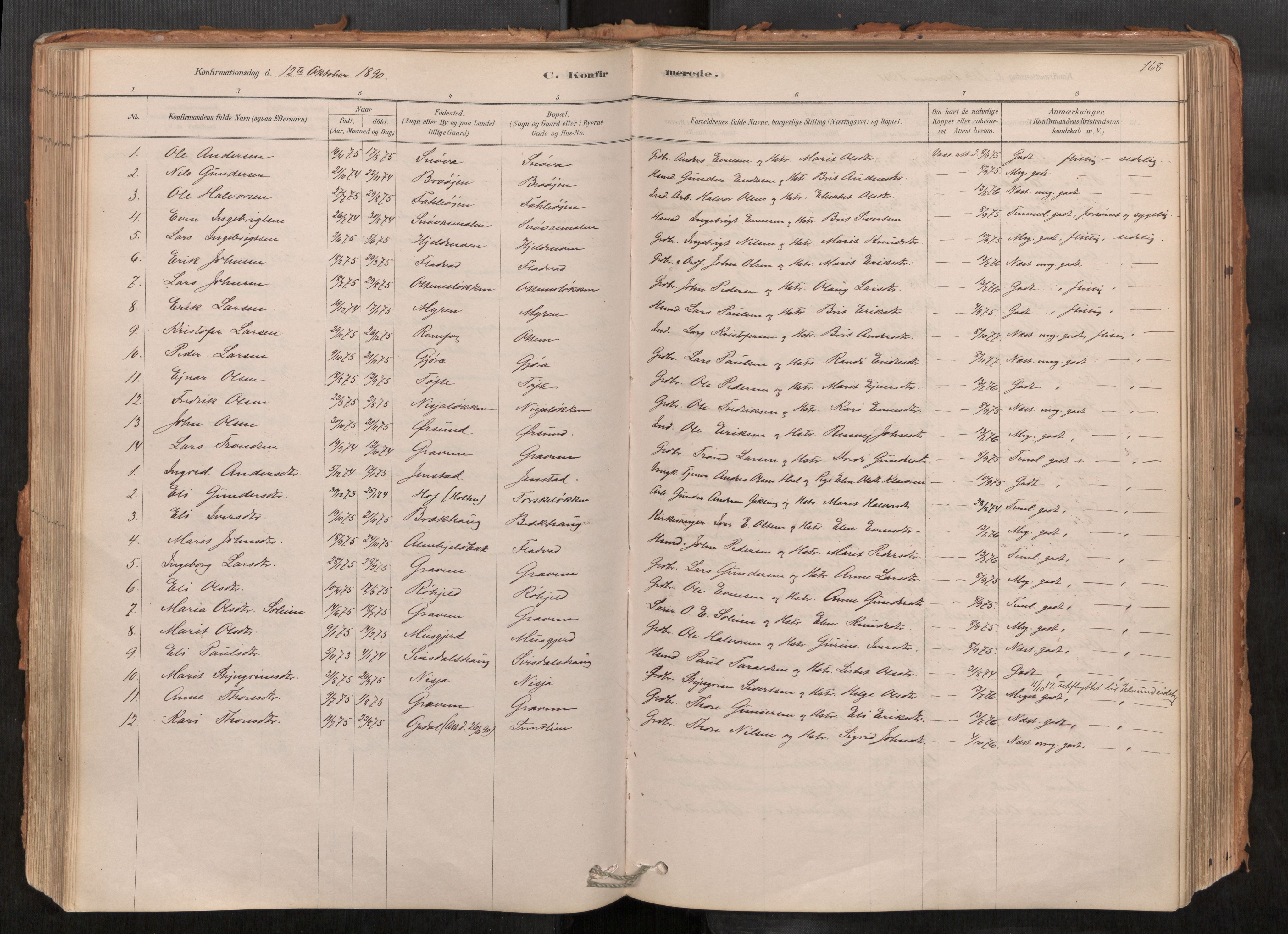 Sunndal sokneprestkontor, AV/SAT-A-1085/1/I/I1/I1a/L0001: Parish register (official) no. 1, 1877-1914, p. 168