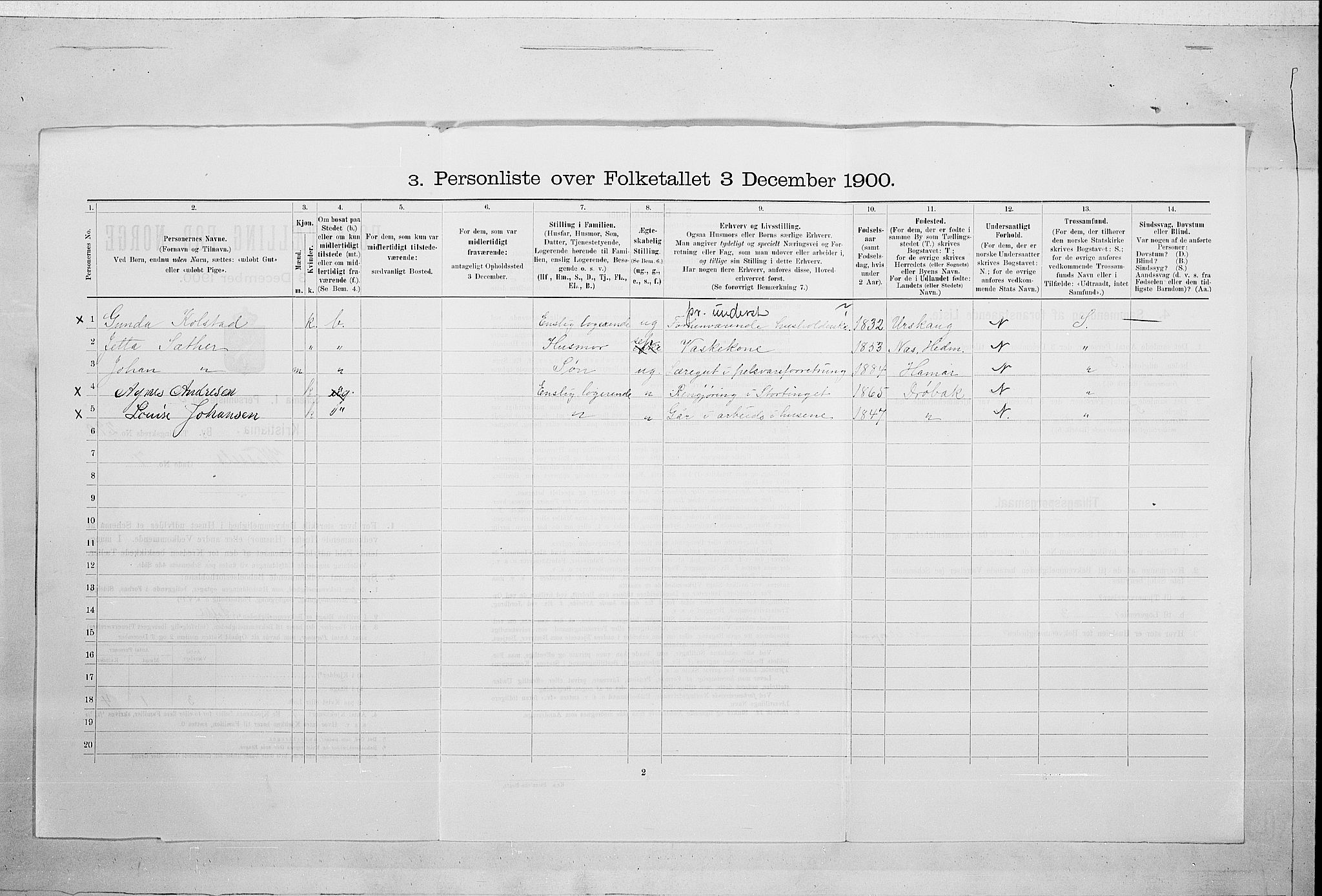 SAO, 1900 census for Kristiania, 1900, p. 111522