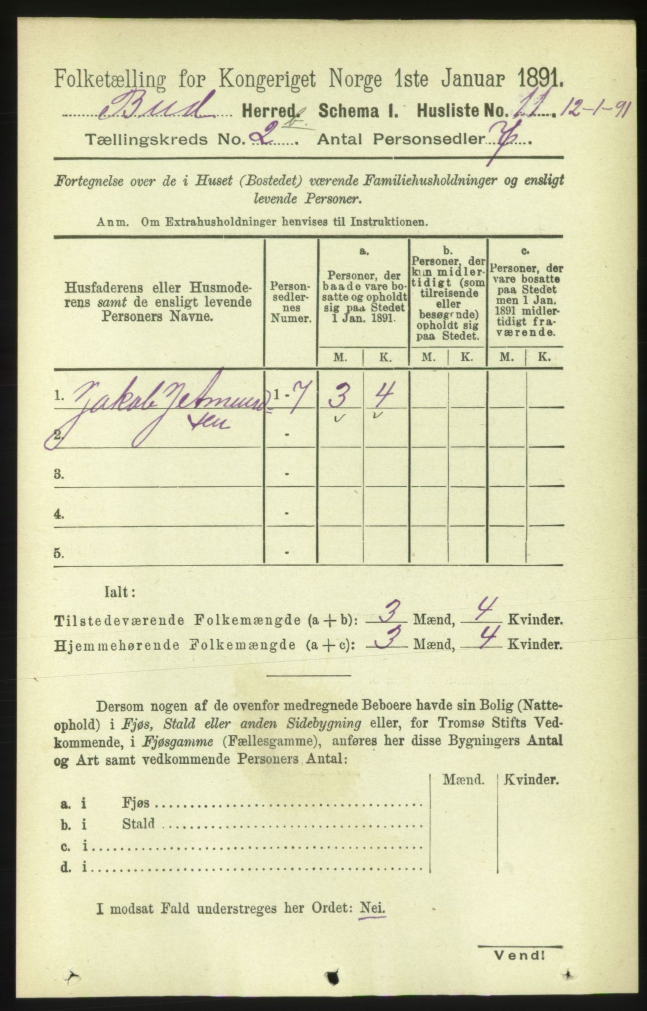 RA, 1891 census for 1549 Bud, 1891, p. 1206