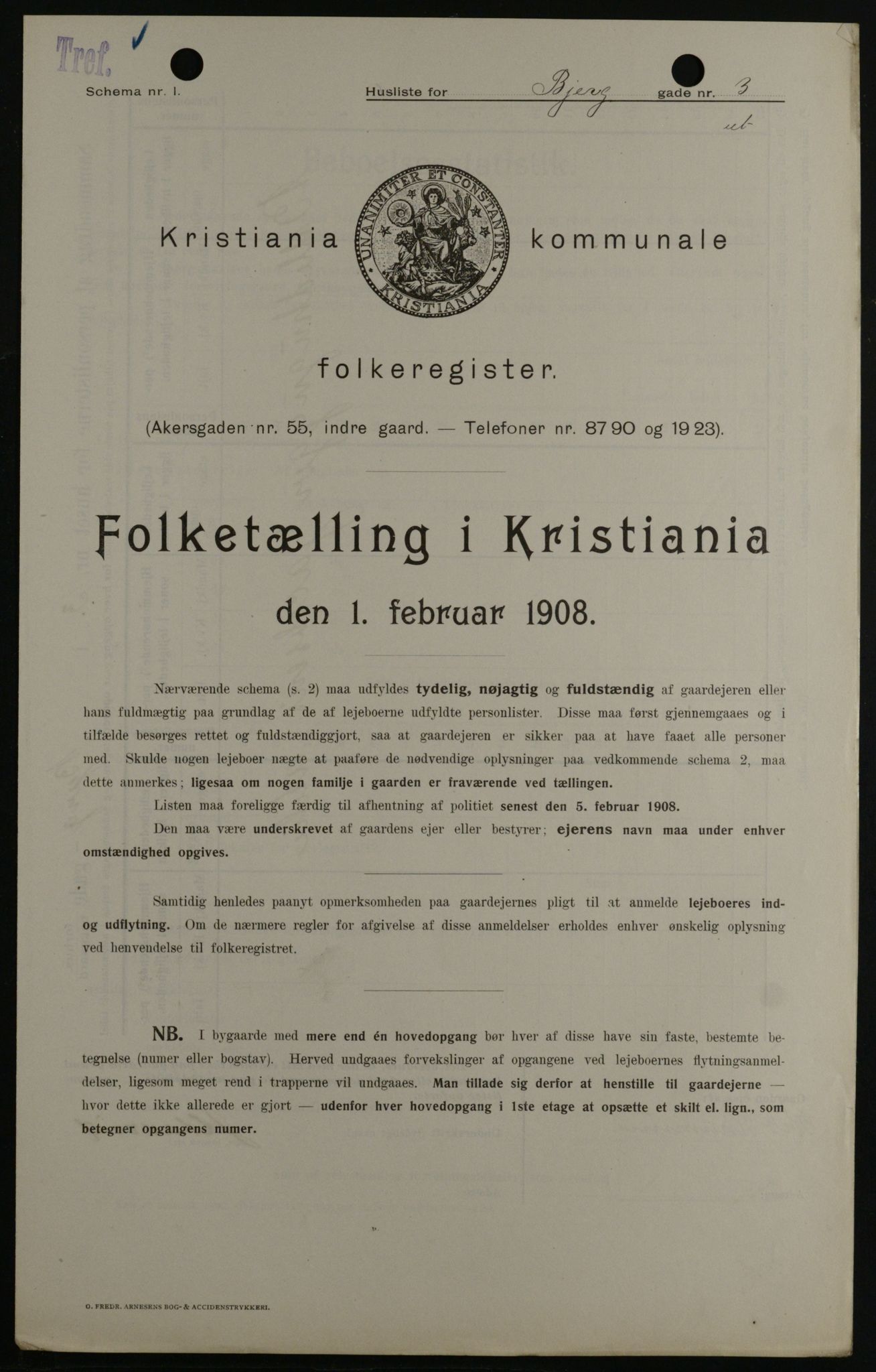 OBA, Municipal Census 1908 for Kristiania, 1908, p. 5373