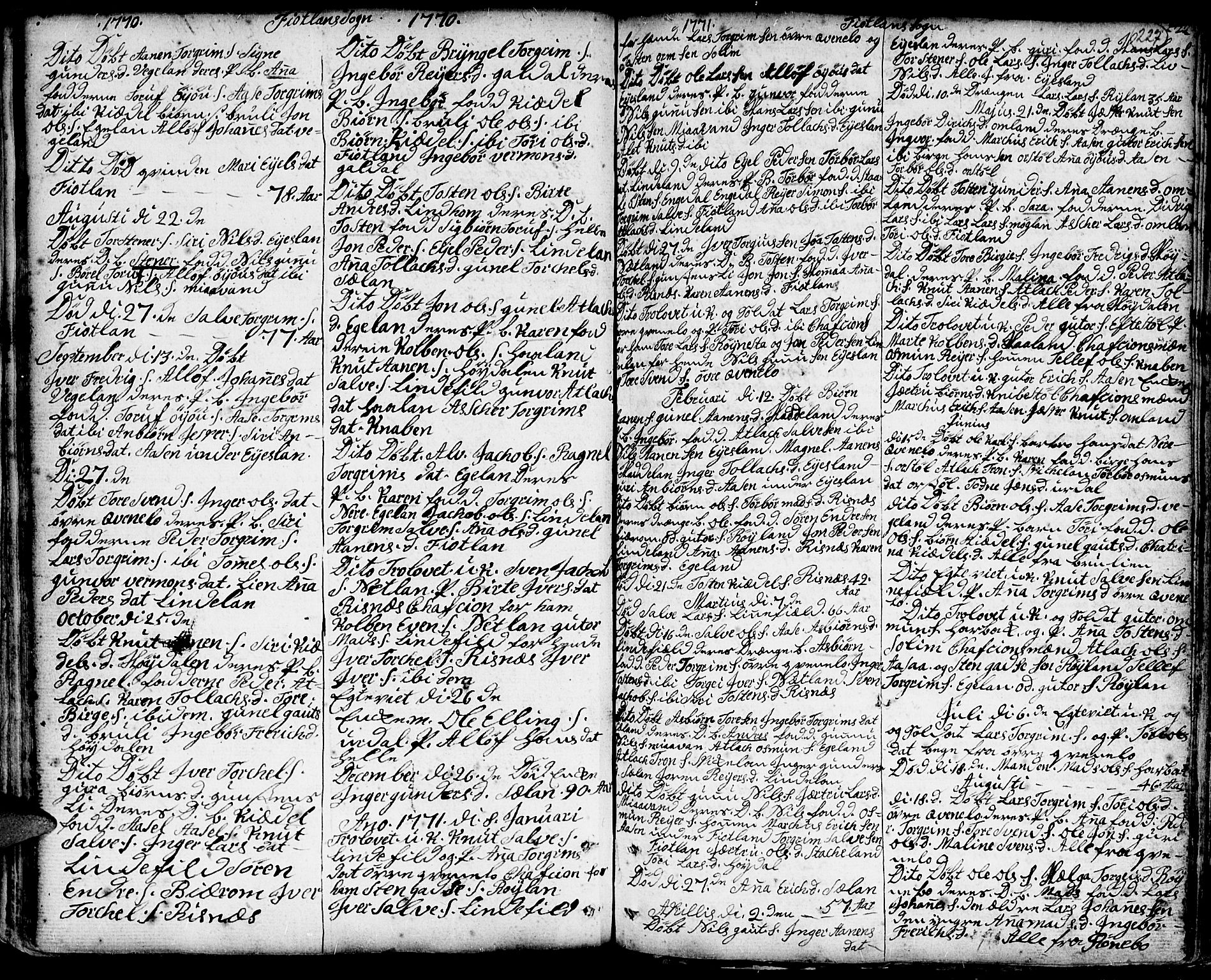 Hægebostad sokneprestkontor, SAK/1111-0024/F/Fa/Faa/L0001: Parish register (official) no. A 1 /3, 1760-1826, p. 227