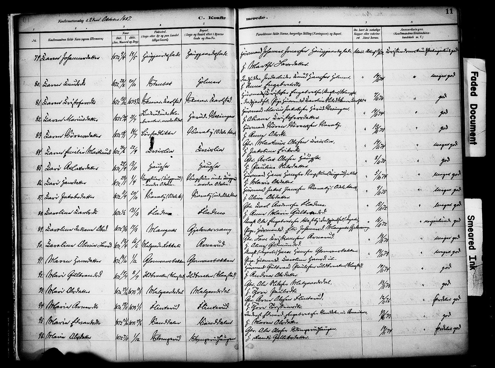 Sør-Odal prestekontor, AV/SAH-PREST-030/H/Ha/Haa/L0007: Parish register (official) no. 7, 1886-1925, p. 11